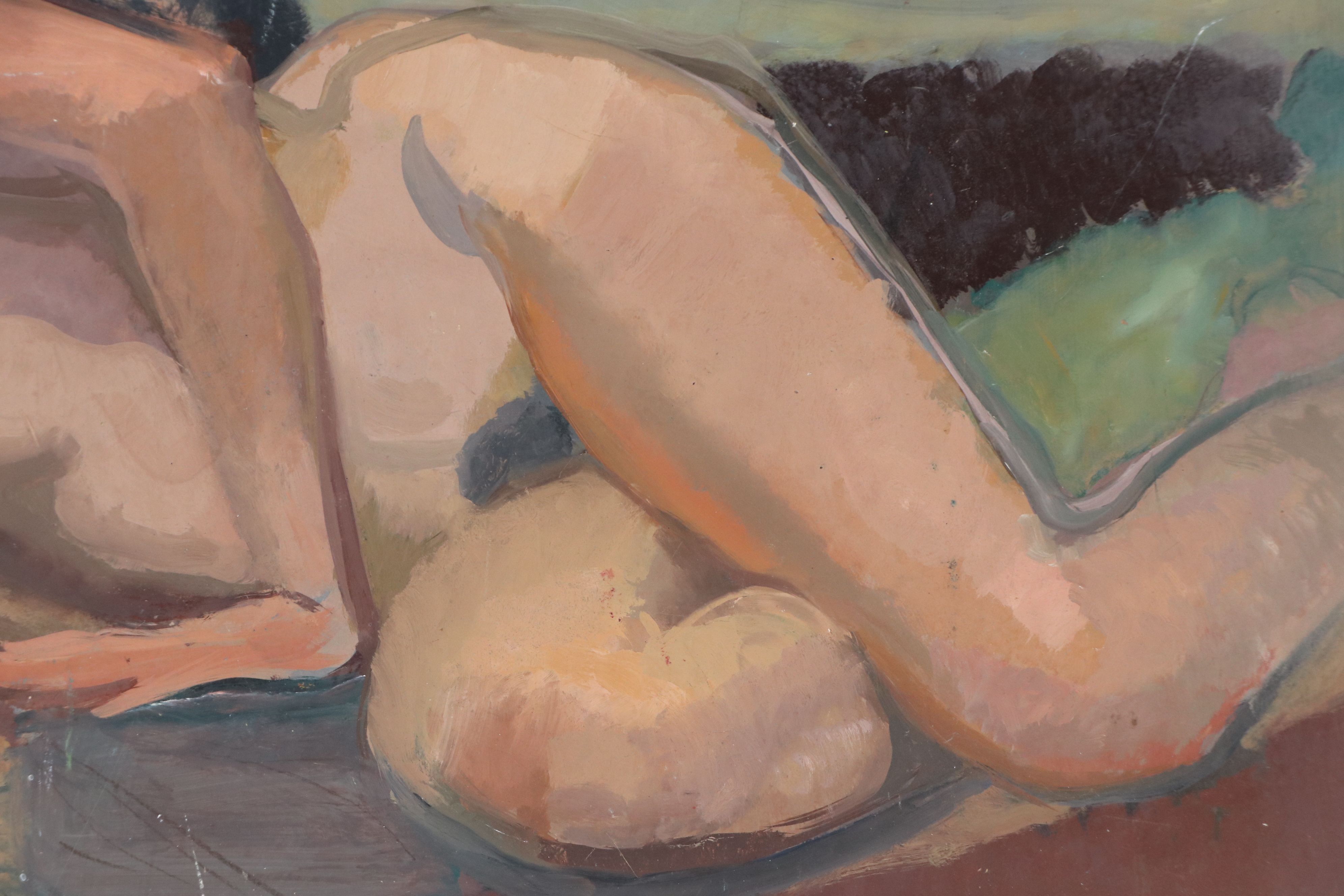 Impressionistic Nude Oil Portrait, Mid to Late 20th Century