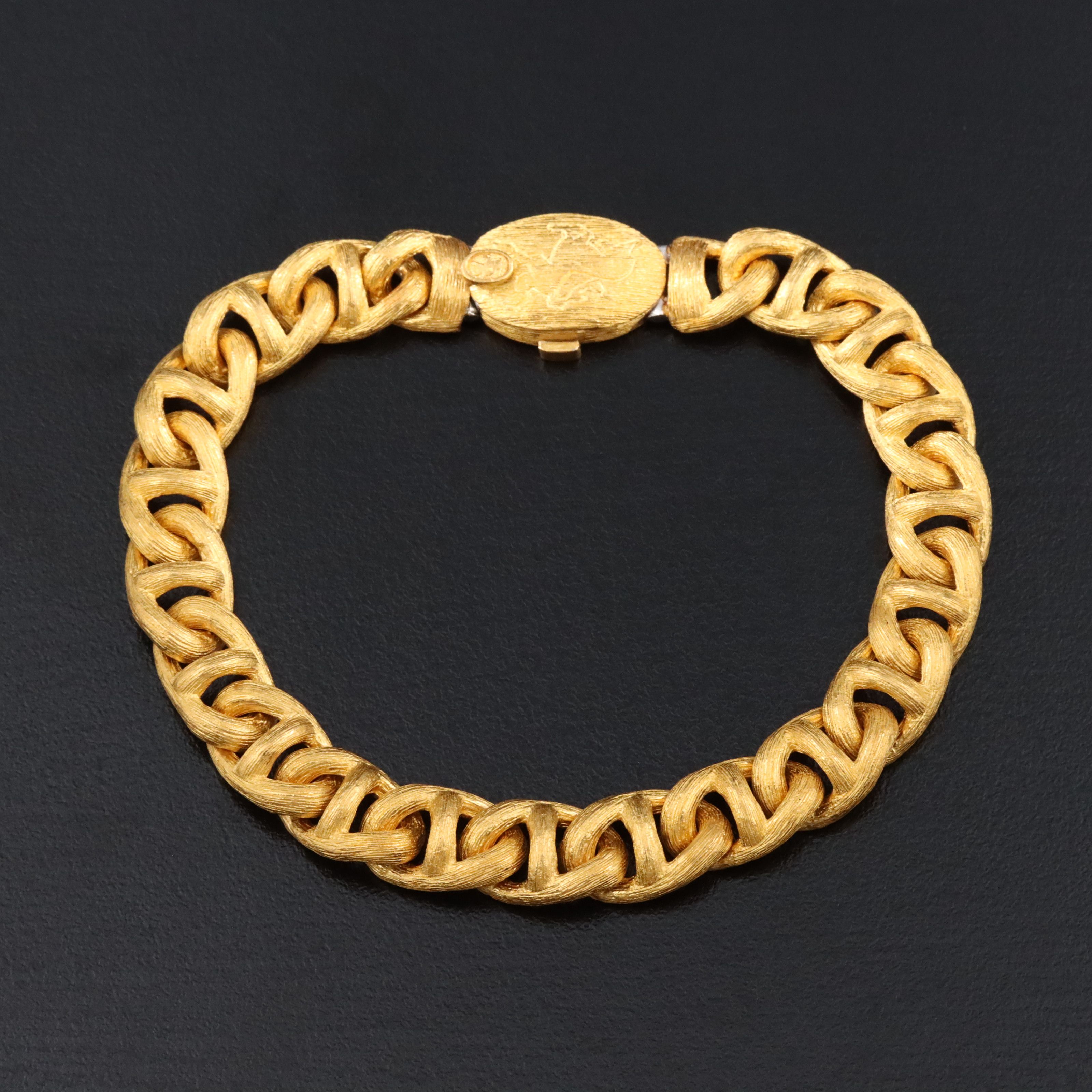 24K Mariner Chain Bracelet with Brushed Finish