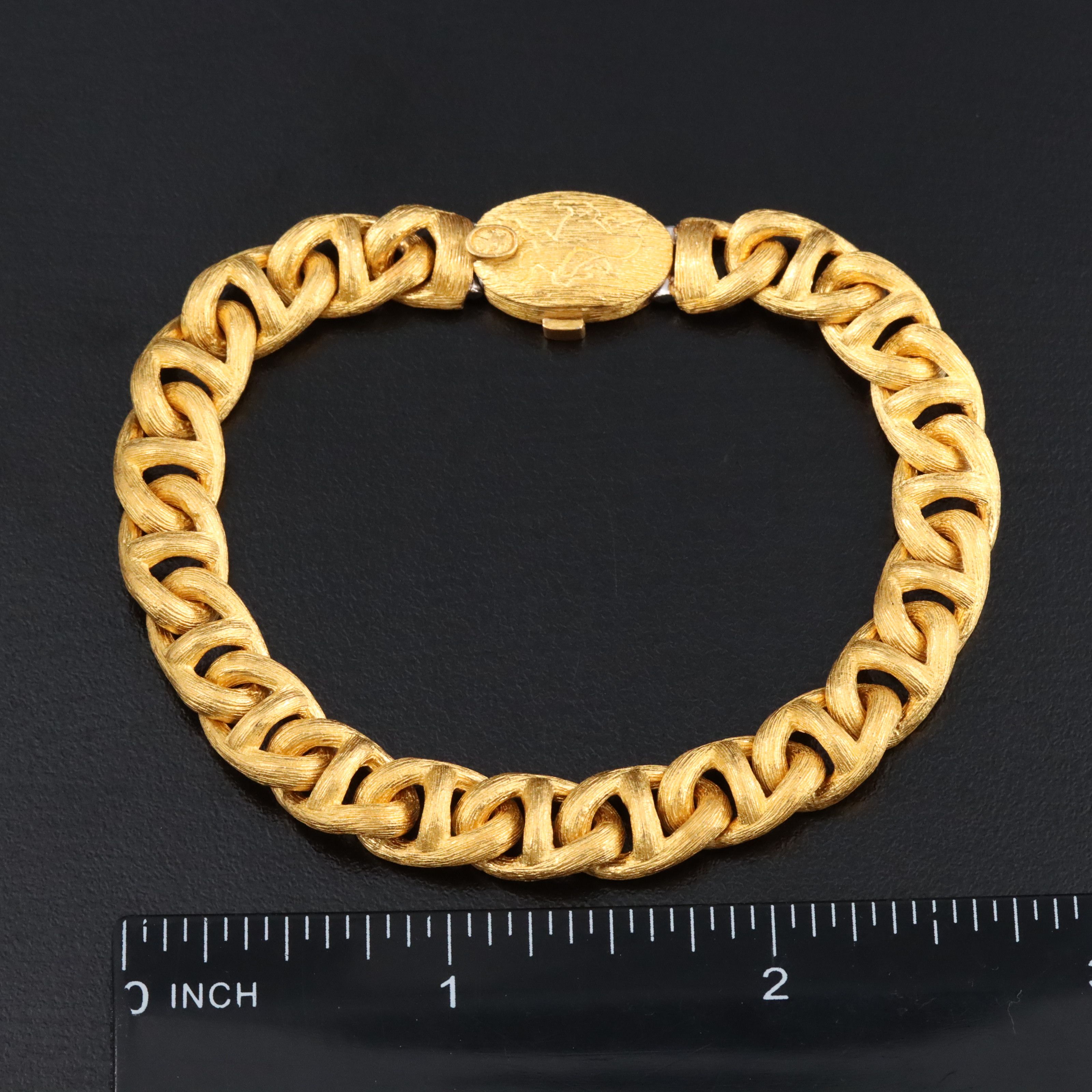 24K Mariner Chain Bracelet with Brushed Finish