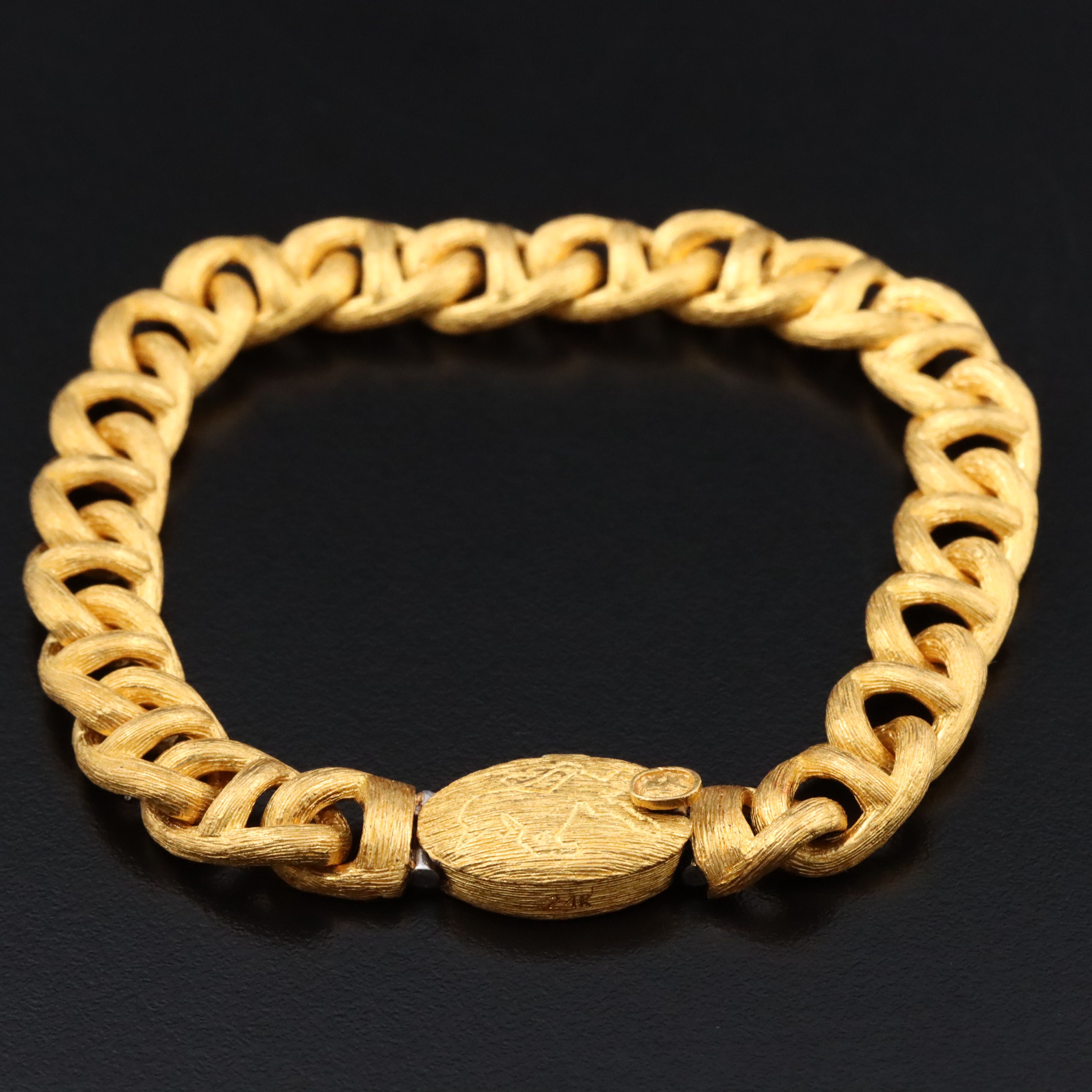 24K Mariner Chain Bracelet with Brushed Finish