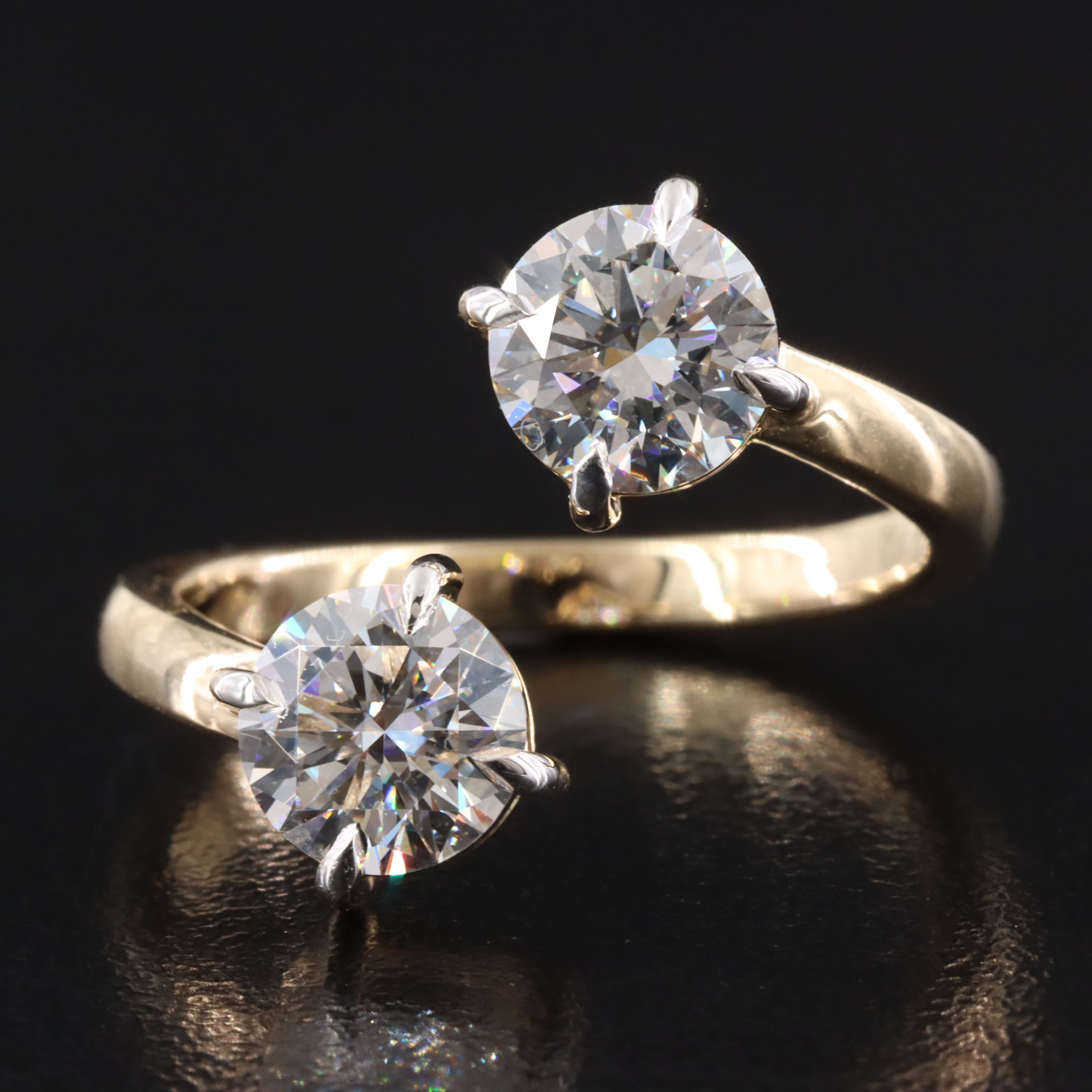 14K 2.05 CTW Lab Grown Diamond Toi et Moi Ring with IGI Report