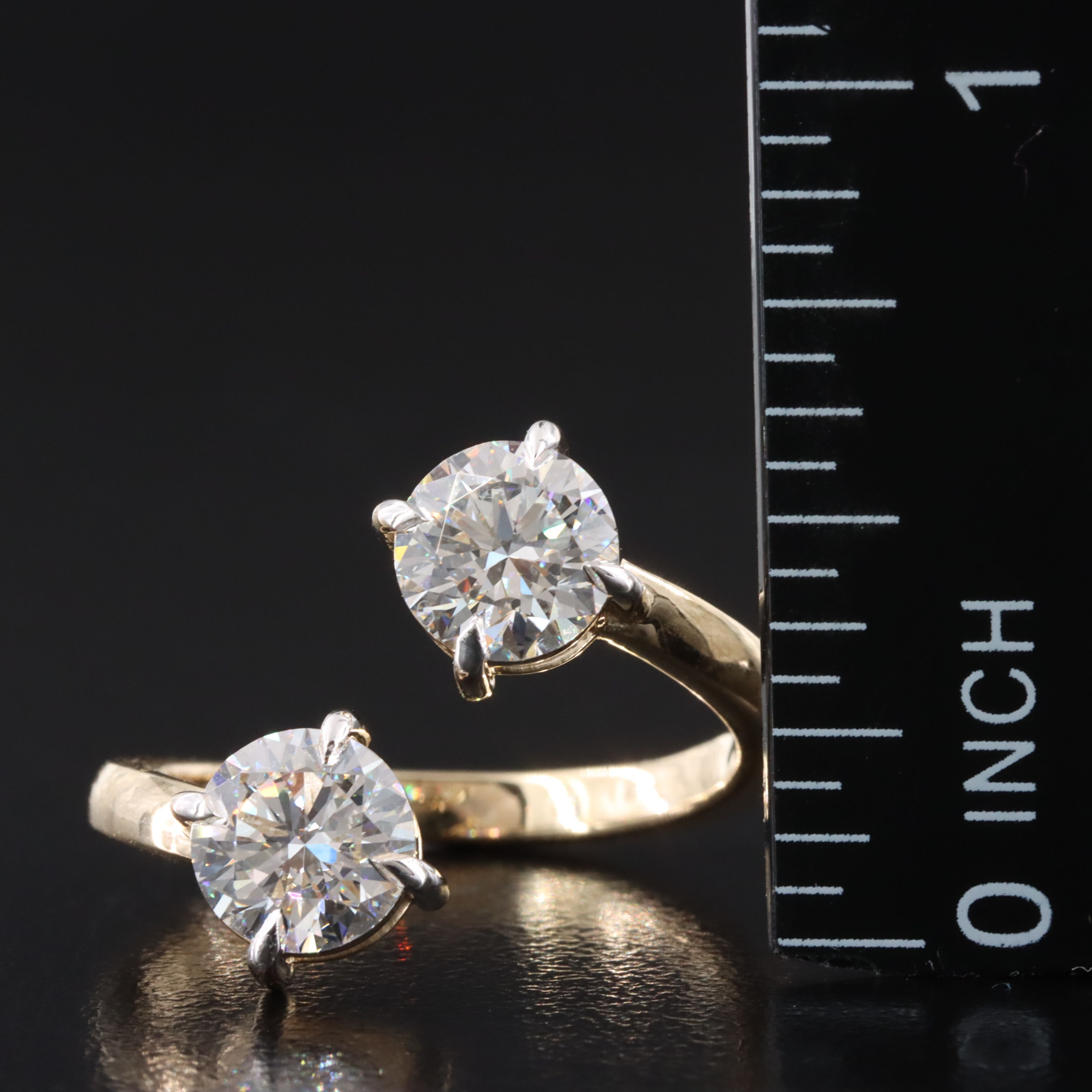 14K 2.05 CTW Lab Grown Diamond Toi et Moi Ring with IGI Report