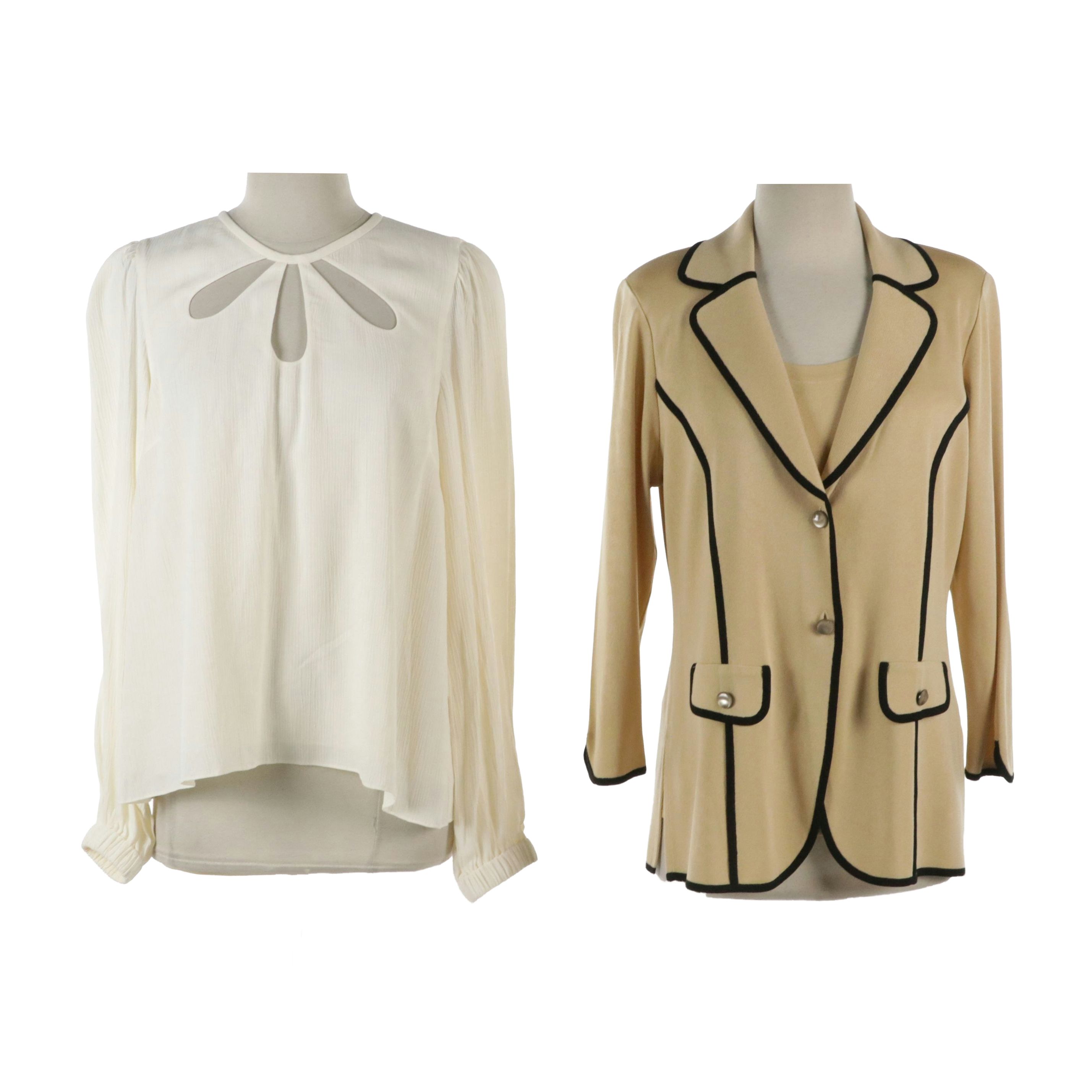 Exclusively Misook Tank Top and Matching Cardigan with Jonathan Simkhai Blouse