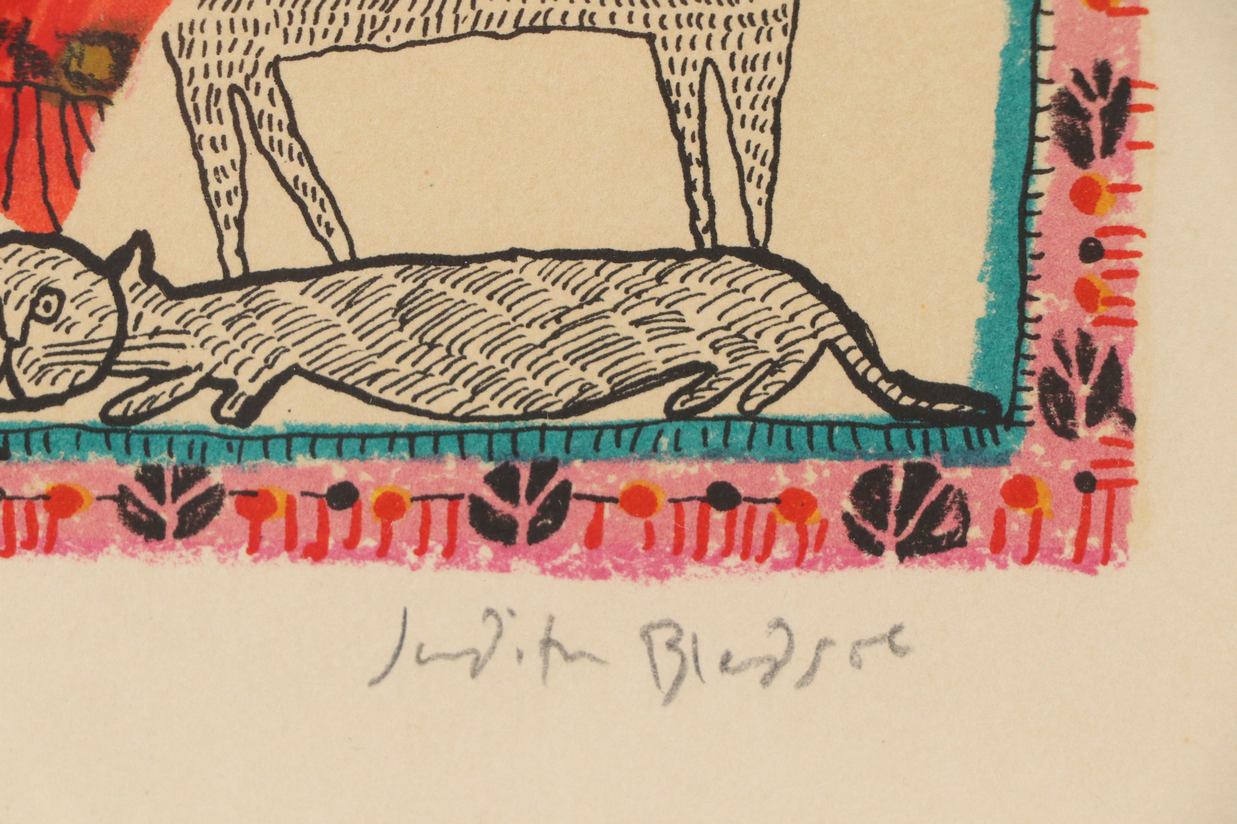 Judith Bledsoe Lithograph "Petite Portrait - Harpist," Mid-20th Century