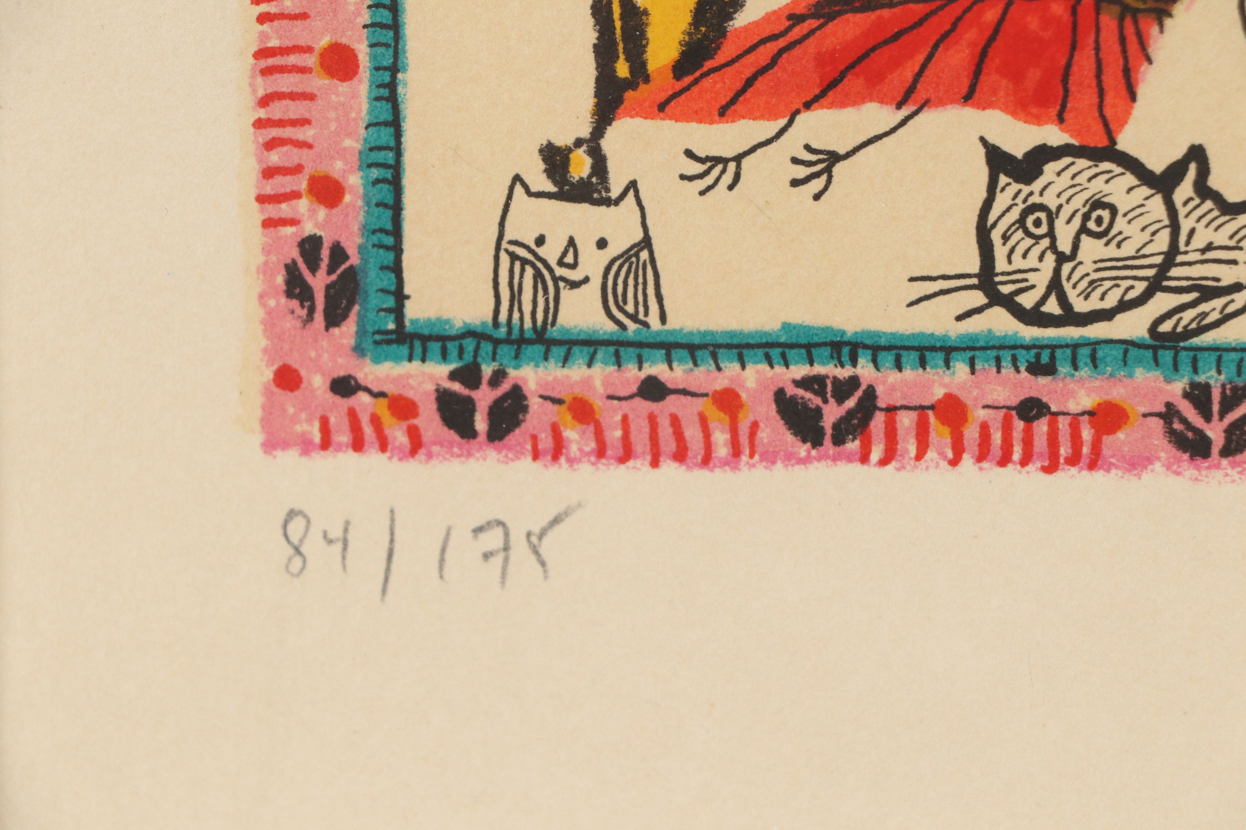 Judith Bledsoe Lithograph "Petite Portrait - Harpist," Mid-20th Century