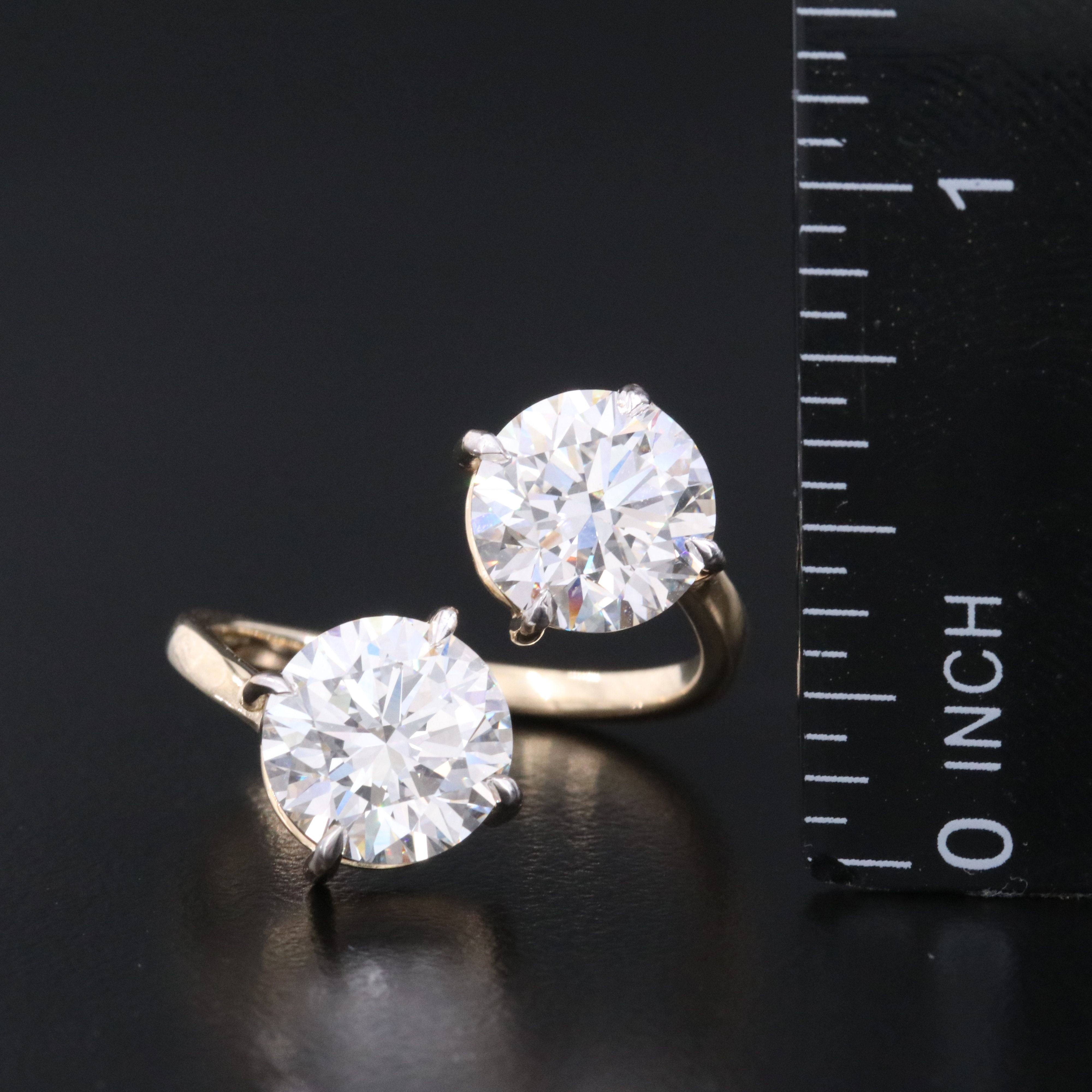 14K 5.82 CTW Lab Grown Diamond Toi et Moi Ring with IGI Report