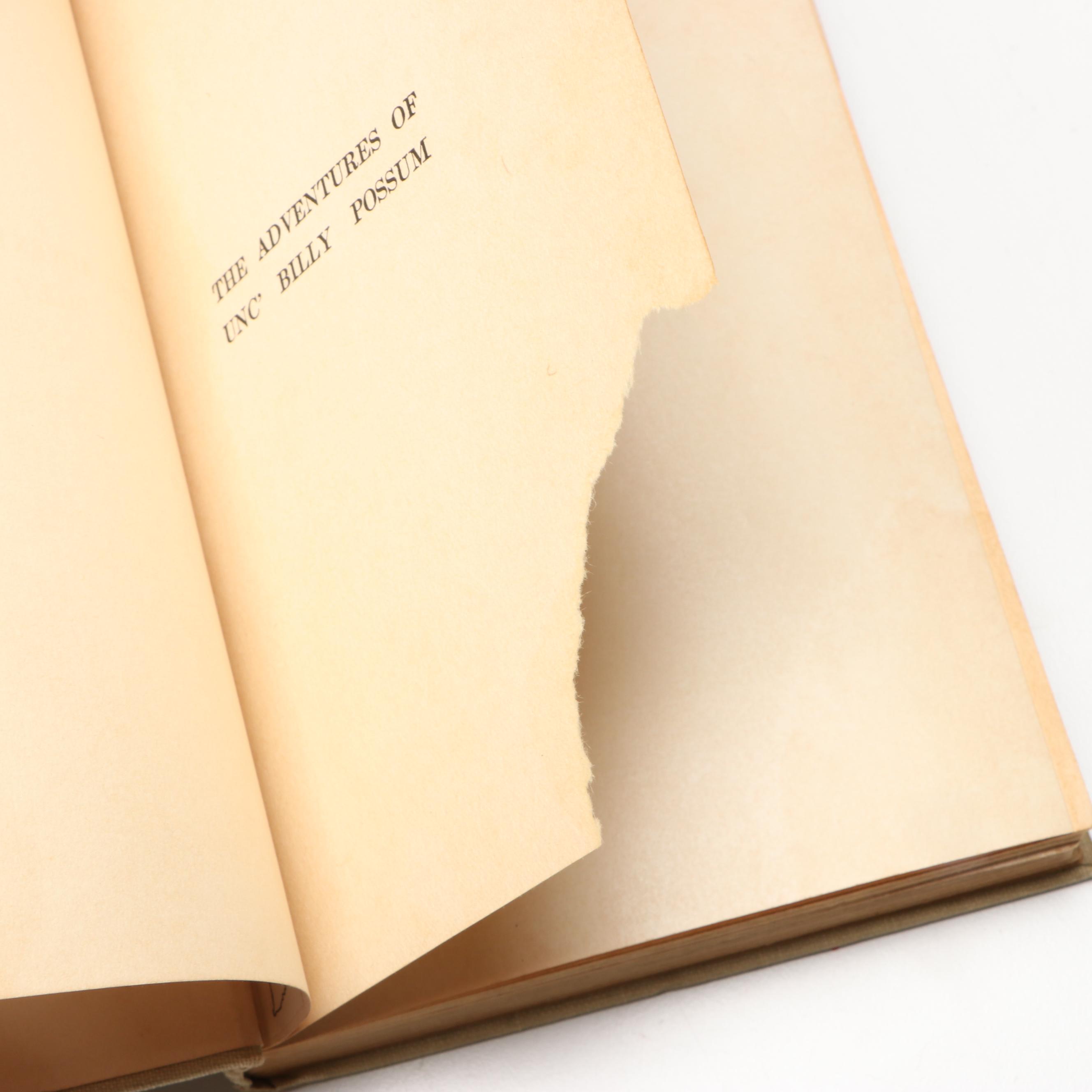 First Edition "The Adventures of Unc' Billy Possum" and More by Thornton Burgess