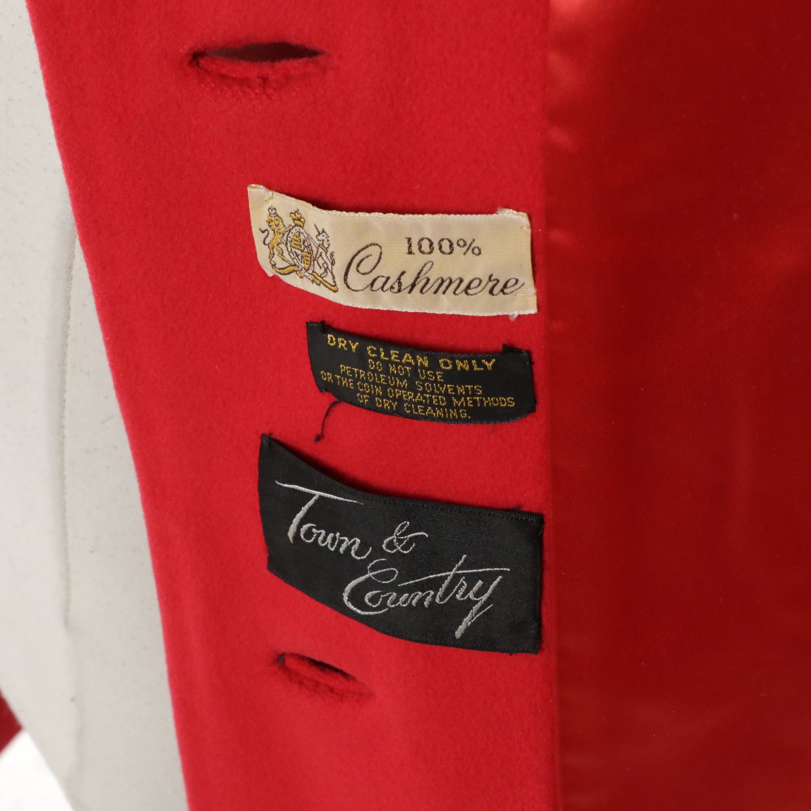 Town & Country Vintage Red Cashmere Mid Length Coat