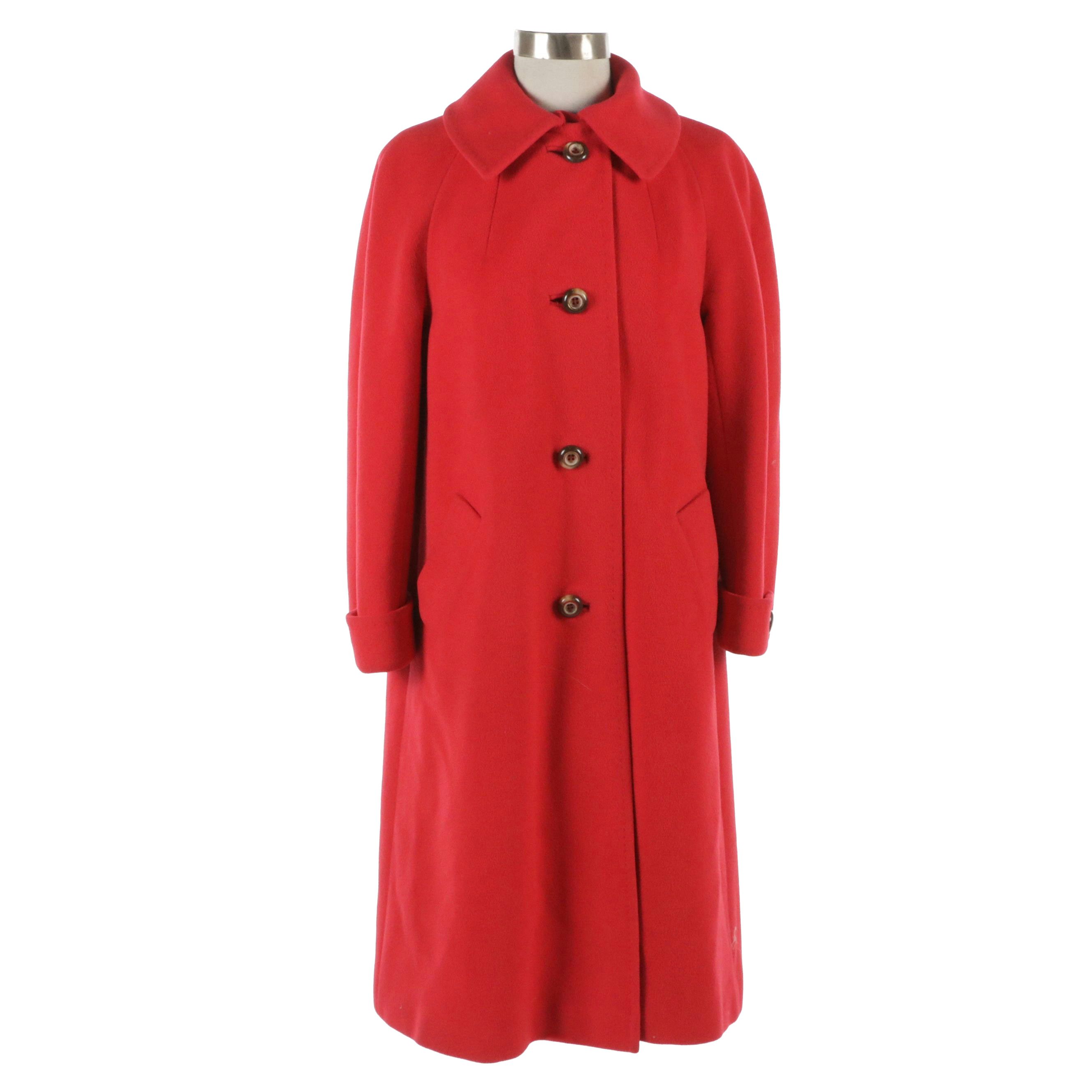 Town & Country Vintage Red Cashmere Mid Length Coat