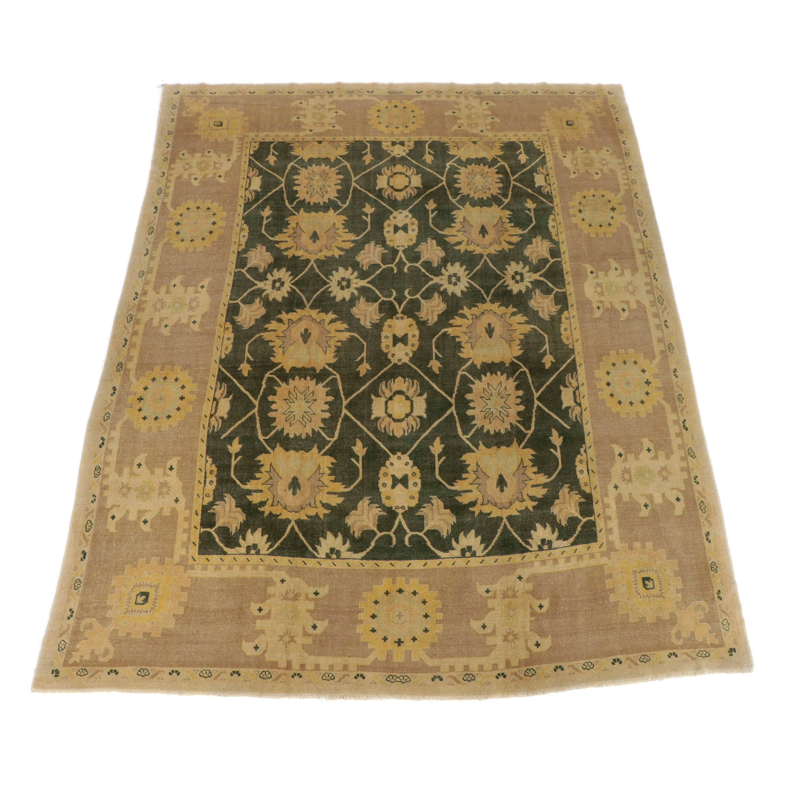 10'6 x 13'5 Hand-Knotted Turkish Oushak Room-Sized Rug