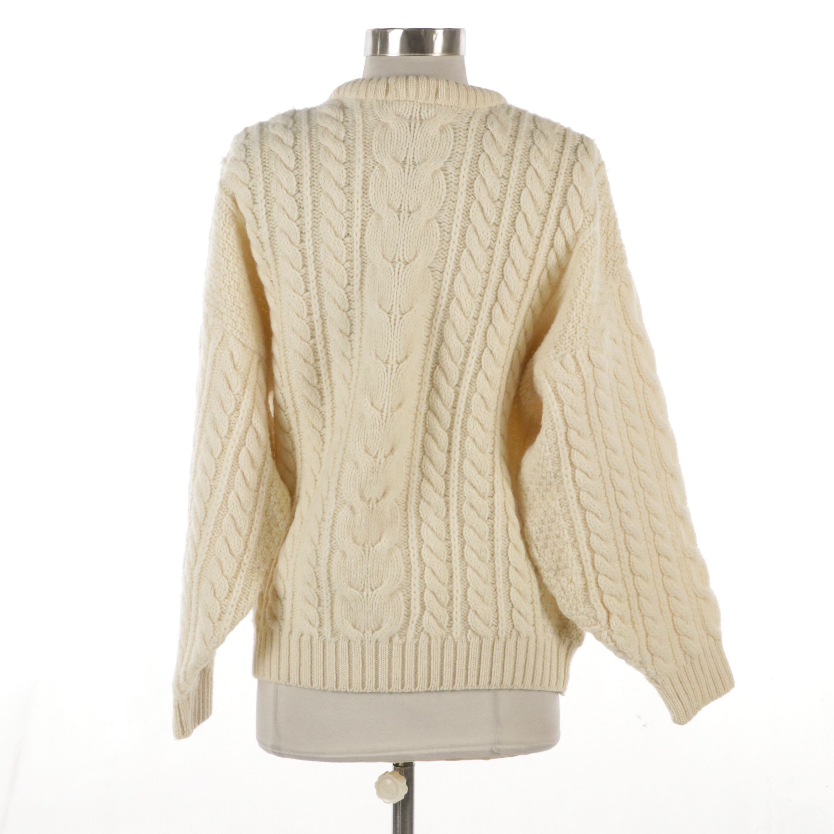 Burberrys Vintage Ivory Chunky Knit Wool Sweater