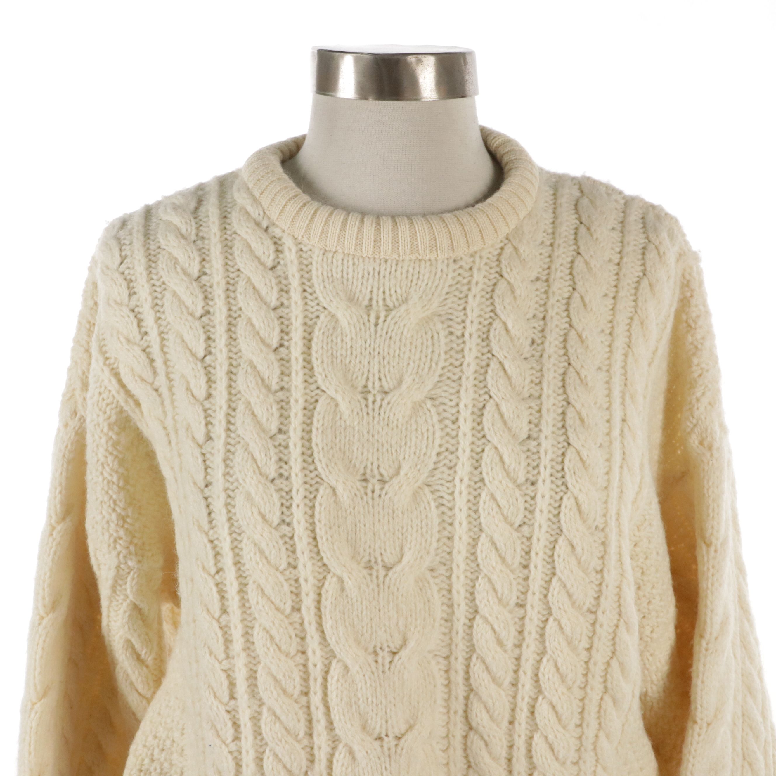 Burberrys Vintage Ivory Chunky Knit Wool Sweater