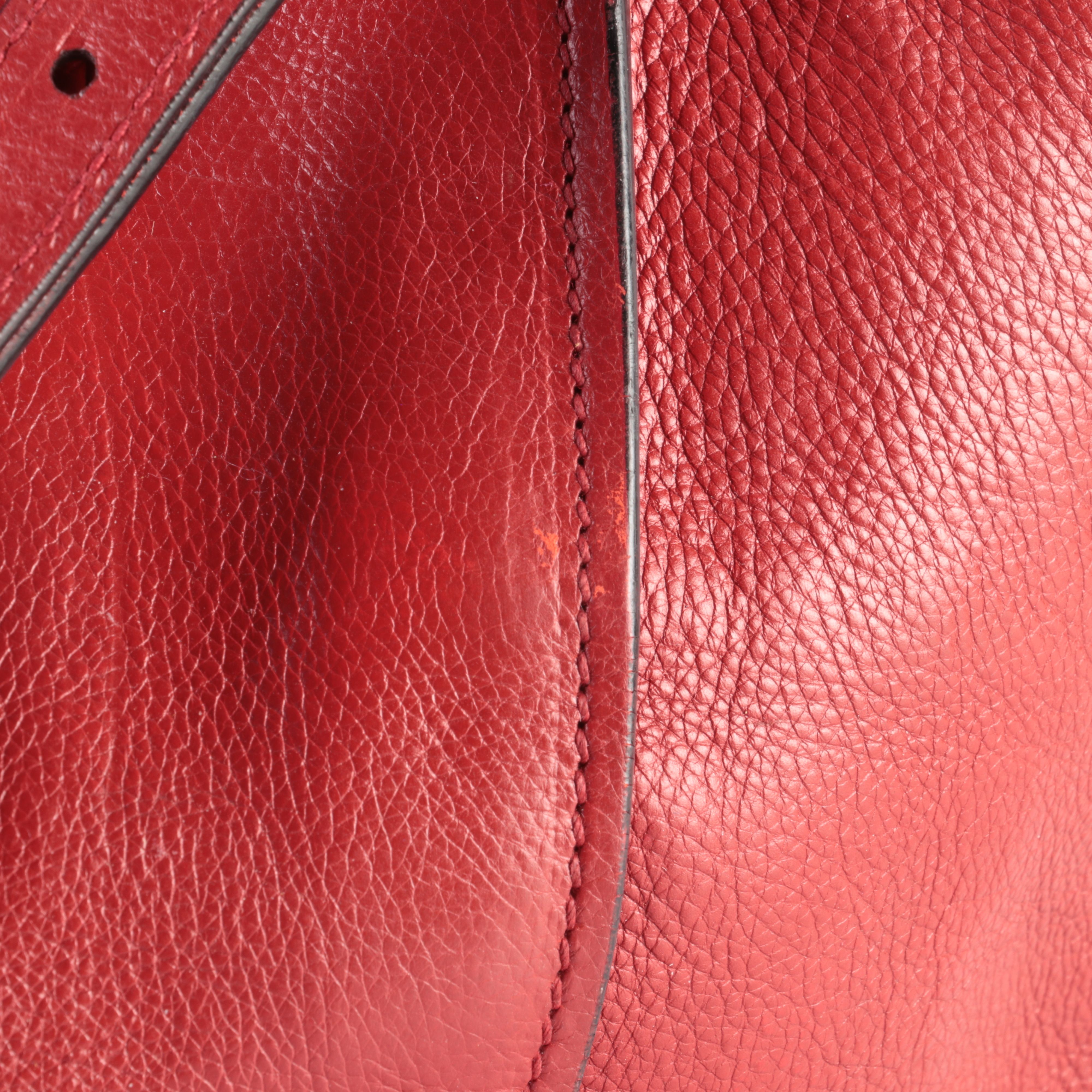 Prada Twin Pocket Tote Bag in Red Glace Calfskin Leather