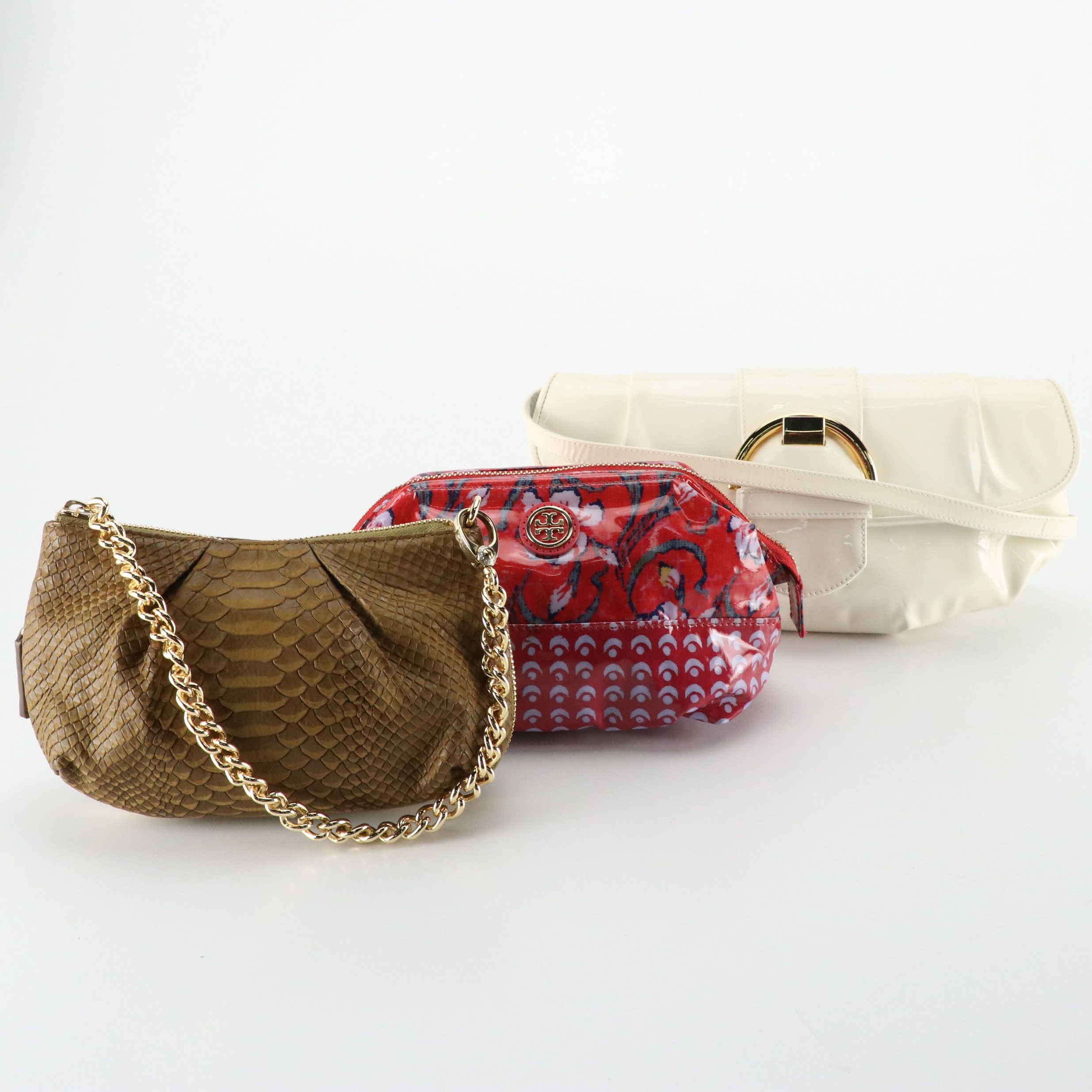 Henri Bendel Snakeskin Leather Wristlet, Tory Burch Printed PVC Pouch, Other Bag