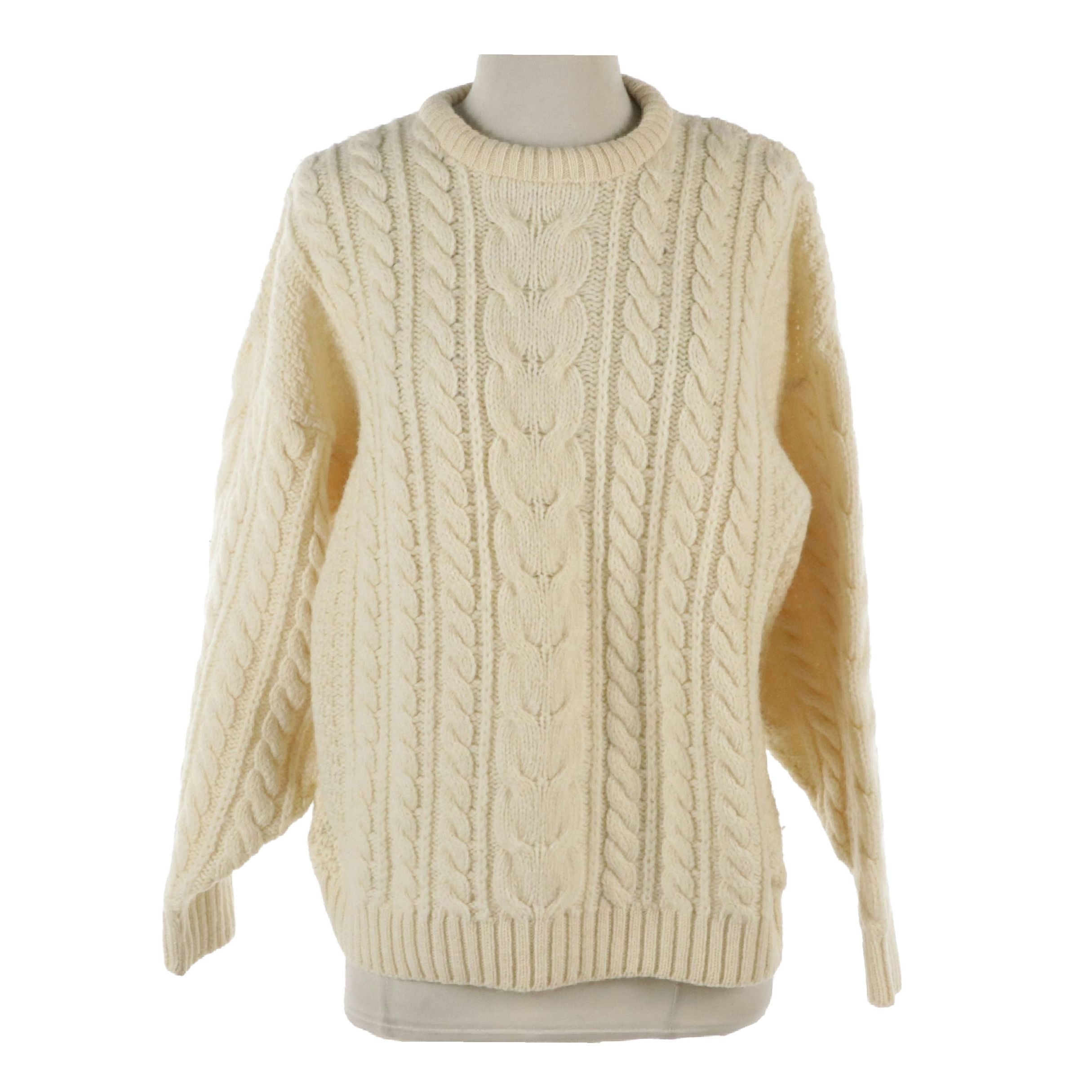 Burberrys Vintage Ivory Chunky Knit Wool Sweater