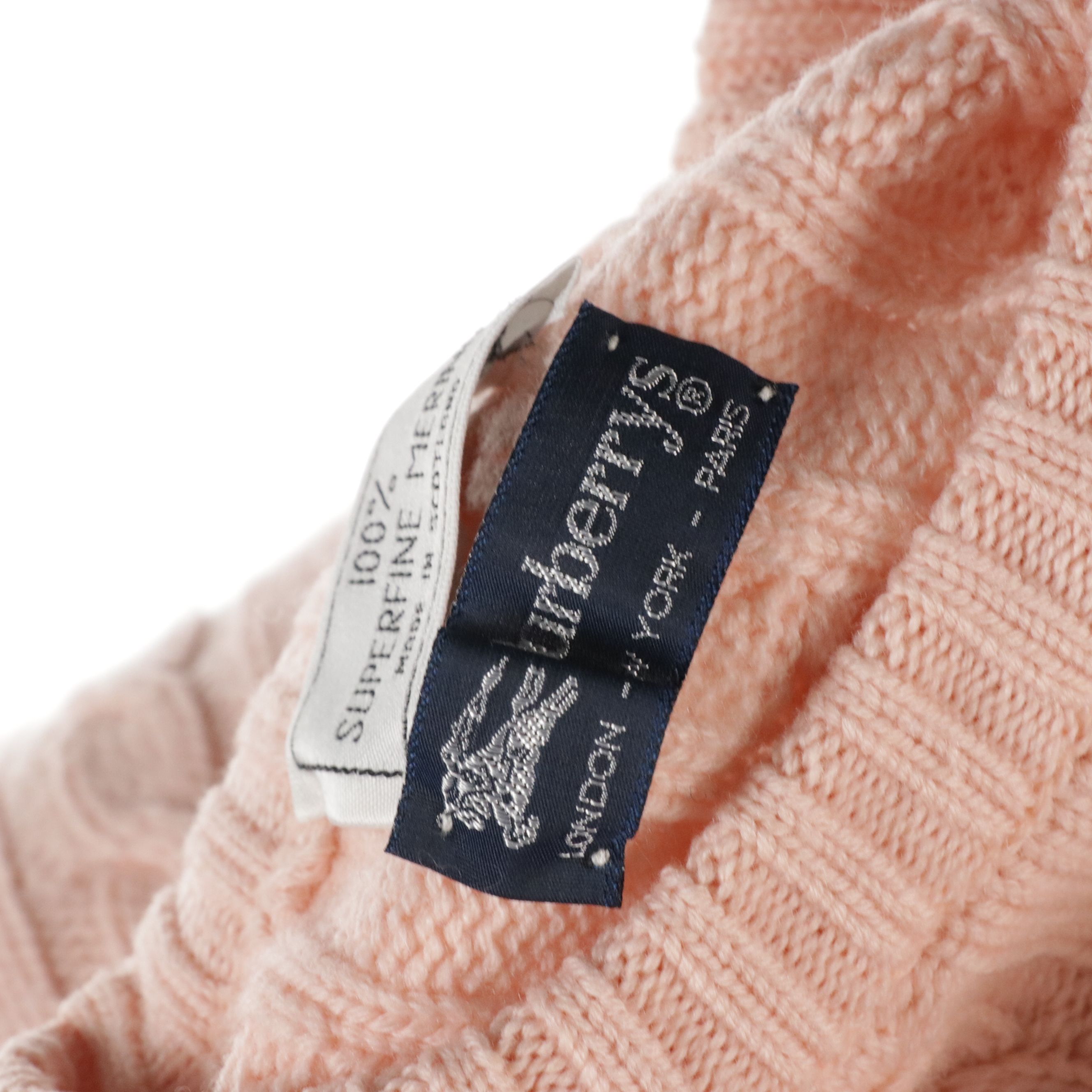 Burberrys Vintage Light Pink Superfine Knit Wool Sweater