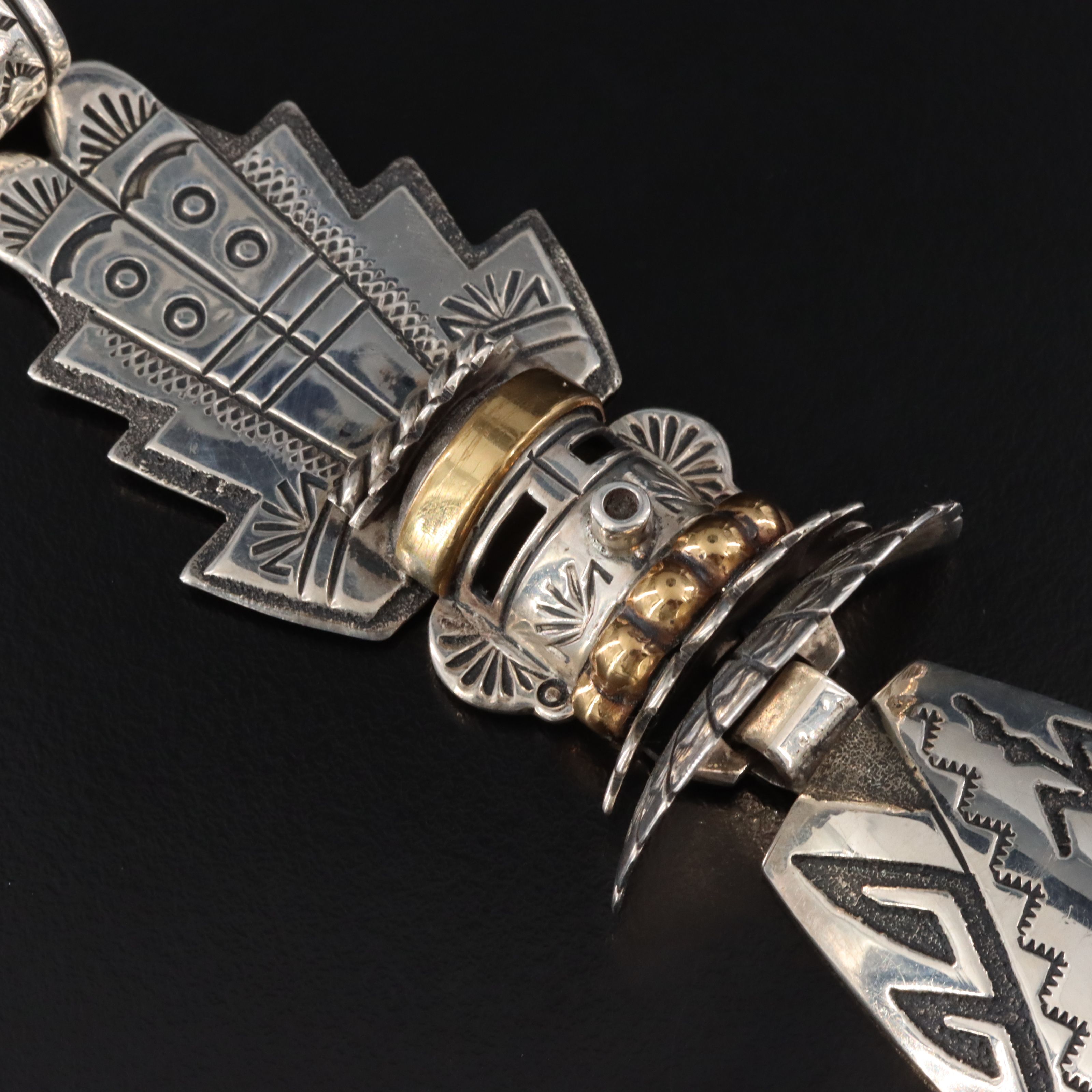 Tommy Singer Navajo Sterling Two-Tone Kachina Overlay Pendant