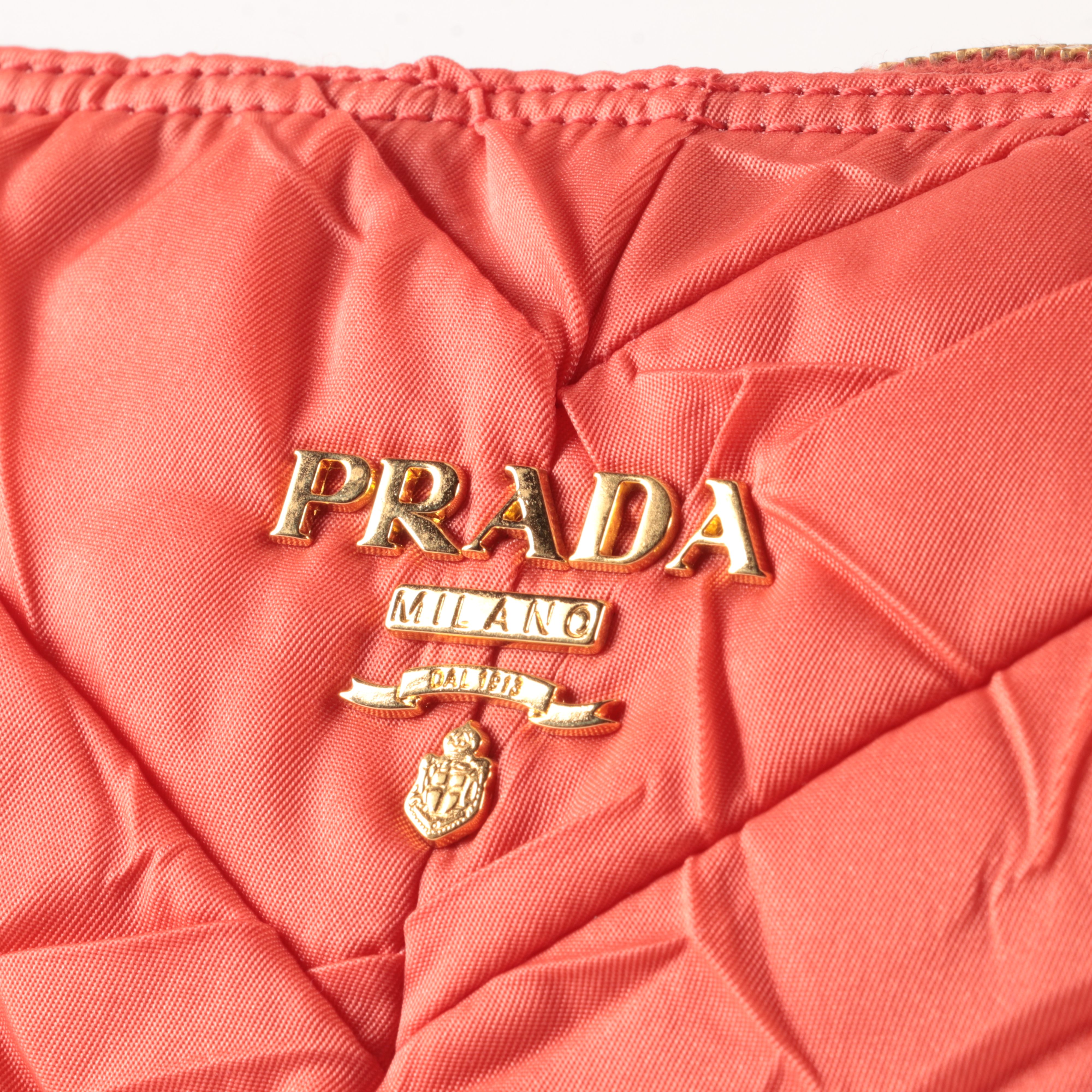 Prada Shoulder Bag in Orange Quilted Tessuto Nylon and Leather