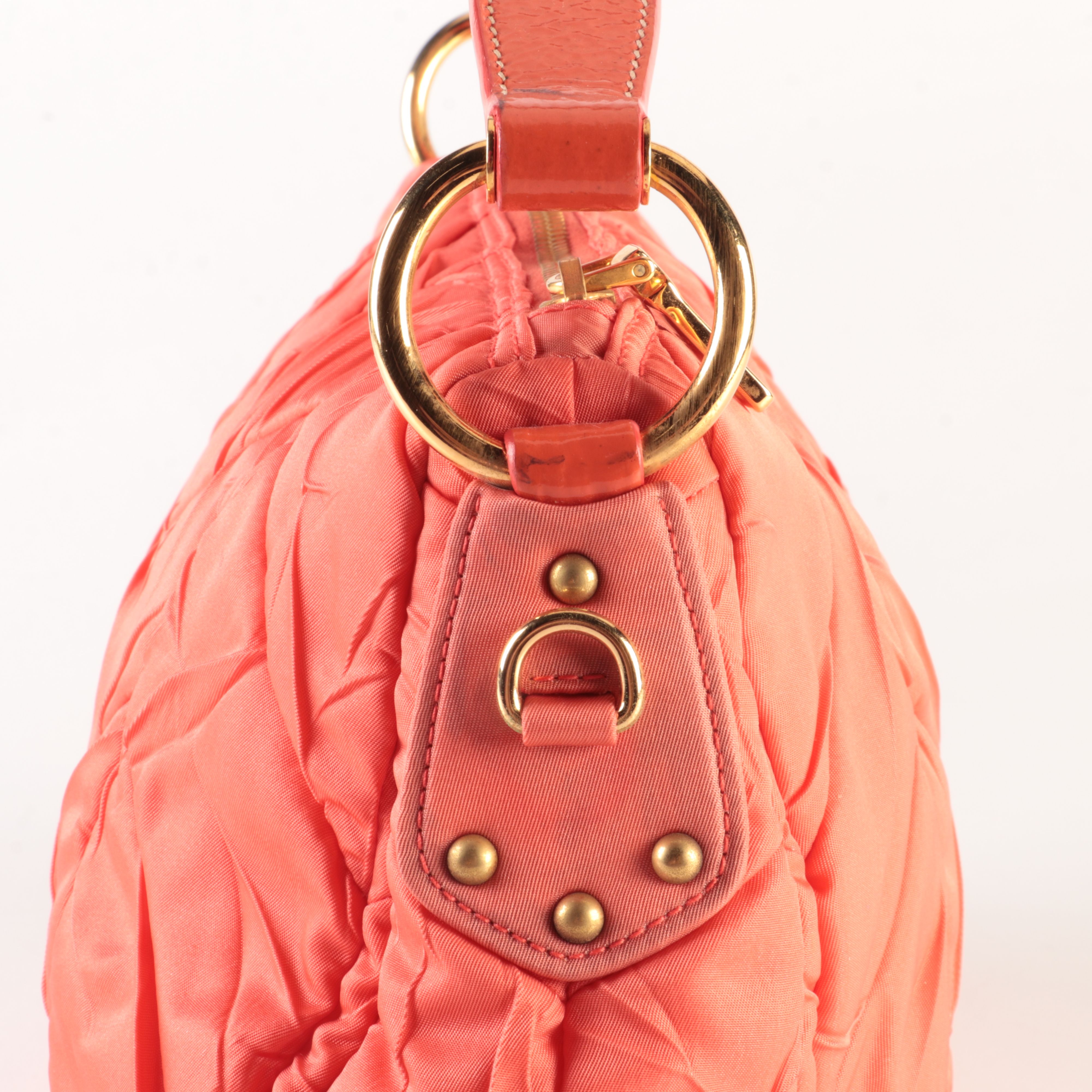 Prada Shoulder Bag in Orange Quilted Tessuto Nylon and Leather