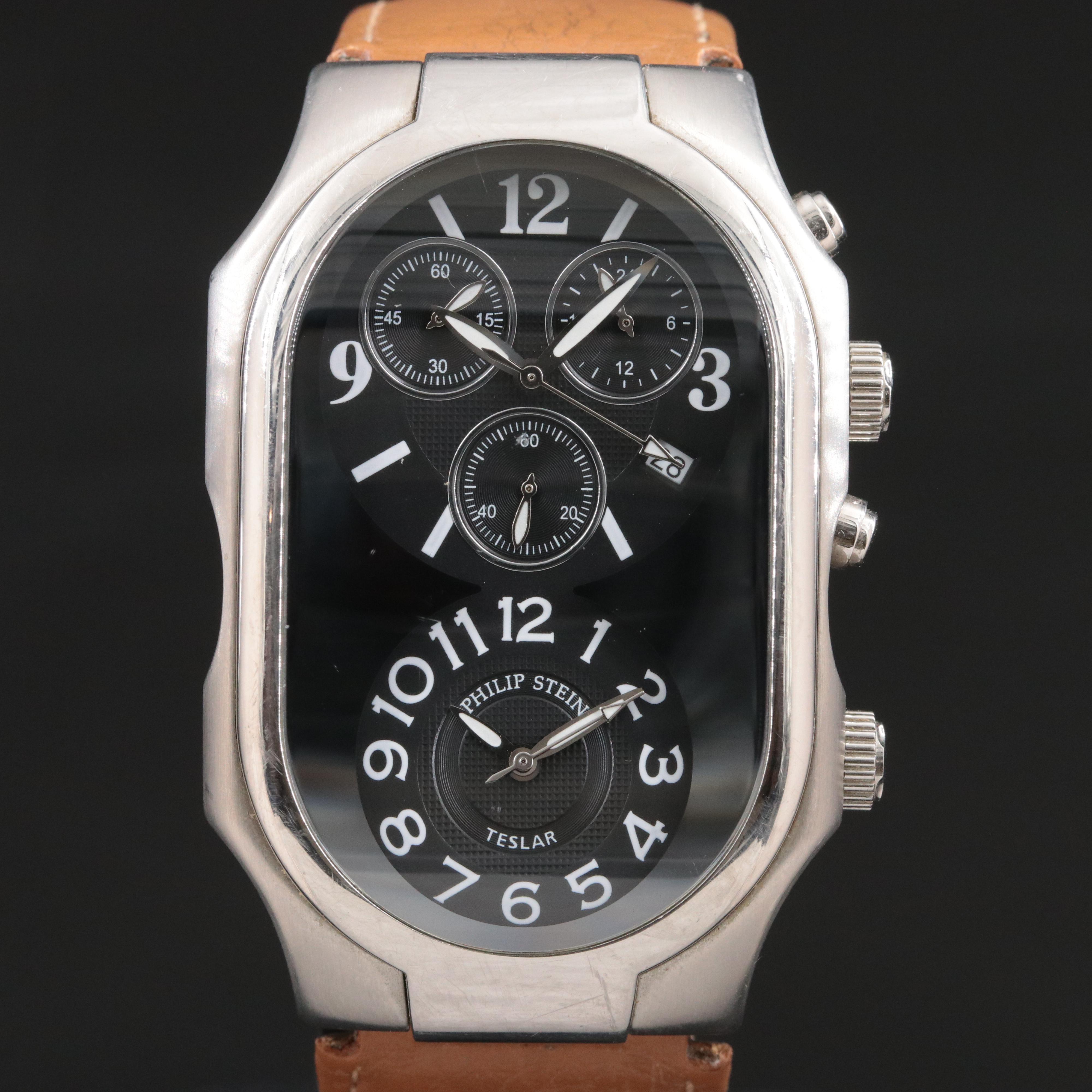 Philip Stein Teslar Dual-Time Chronograph Watch