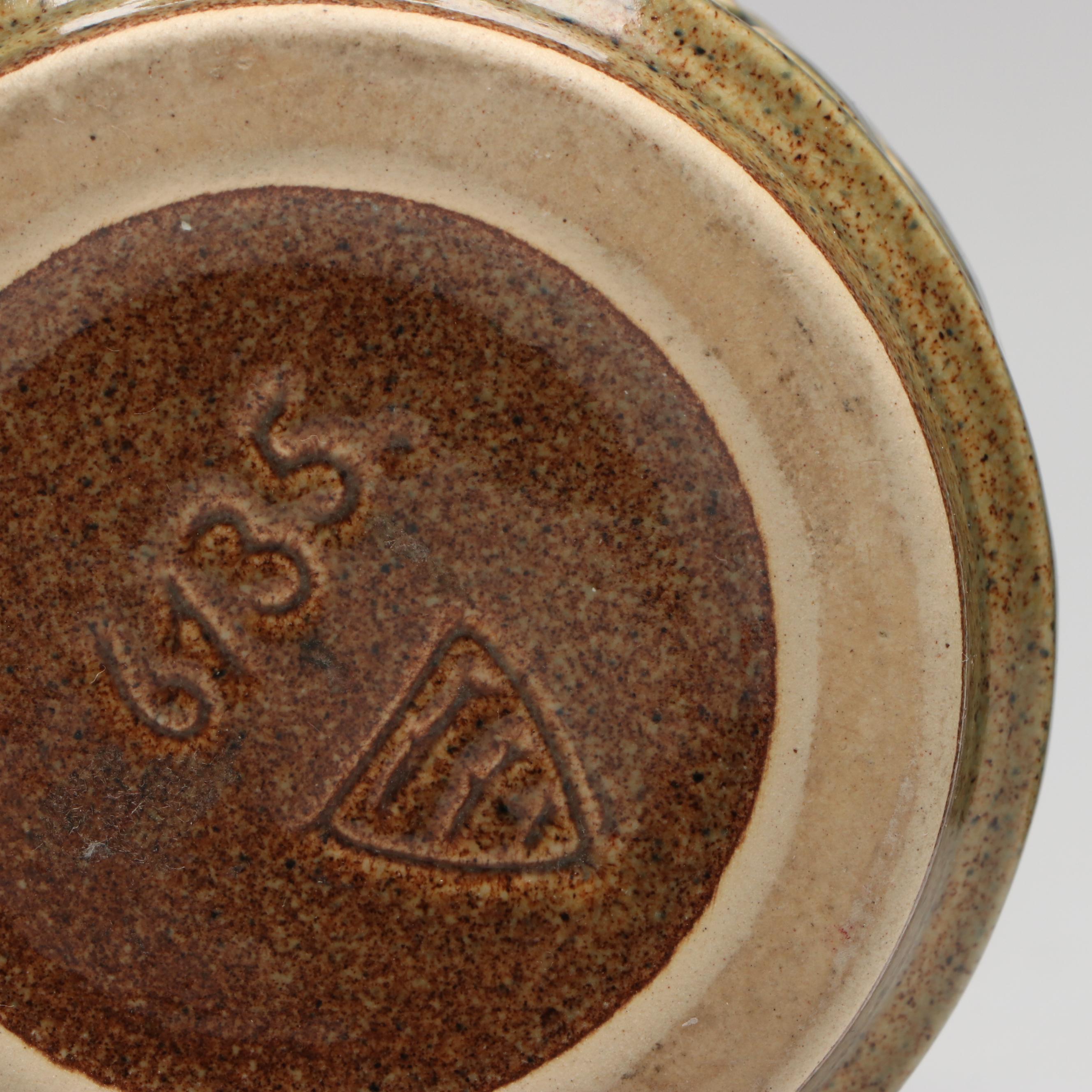 Jais Nielsen for Royal Copenhagen Crackle Vase with Michael Andersen Relief Vase