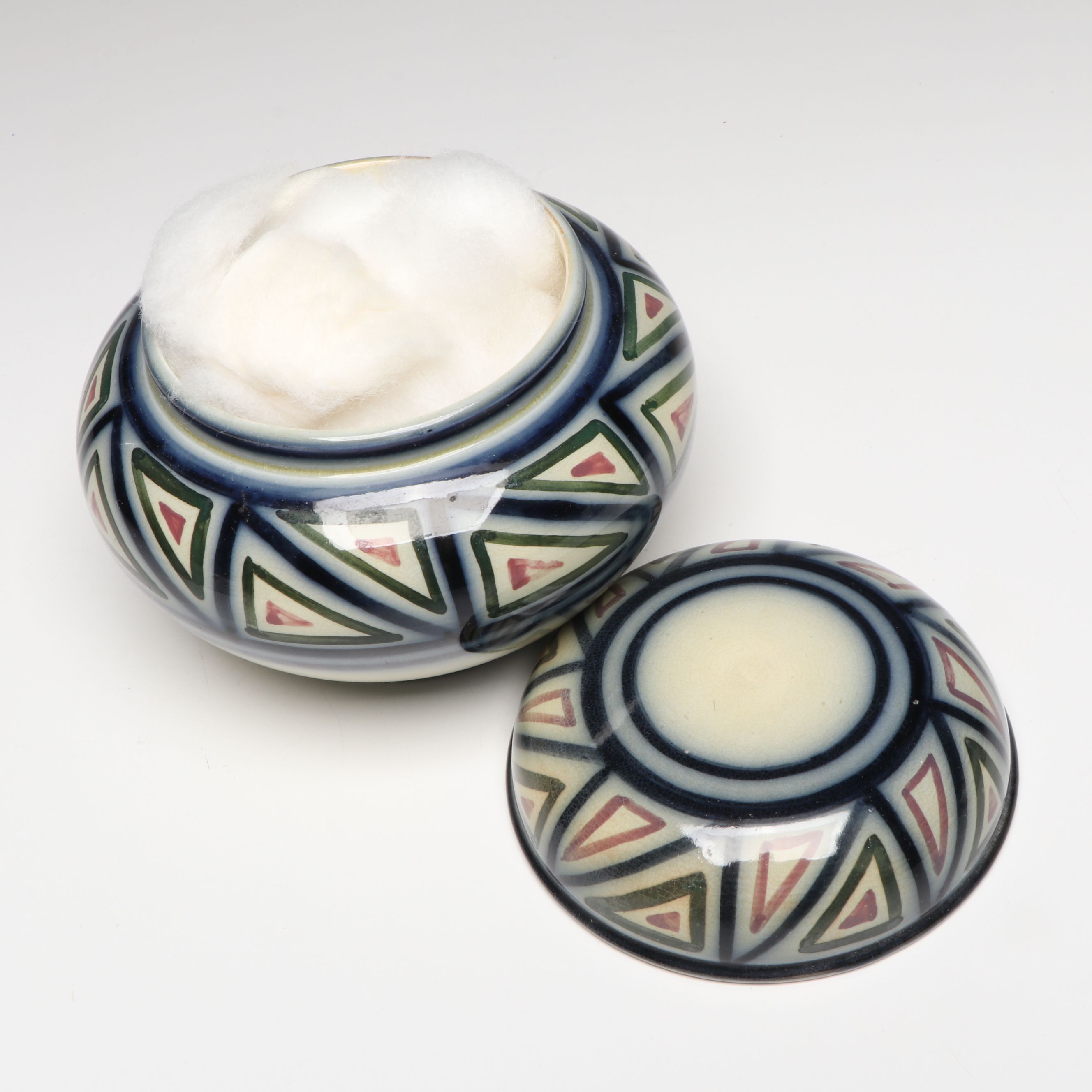 Von Schierholz Porcelain and Other Applied Flower Boxes with Geometric Box