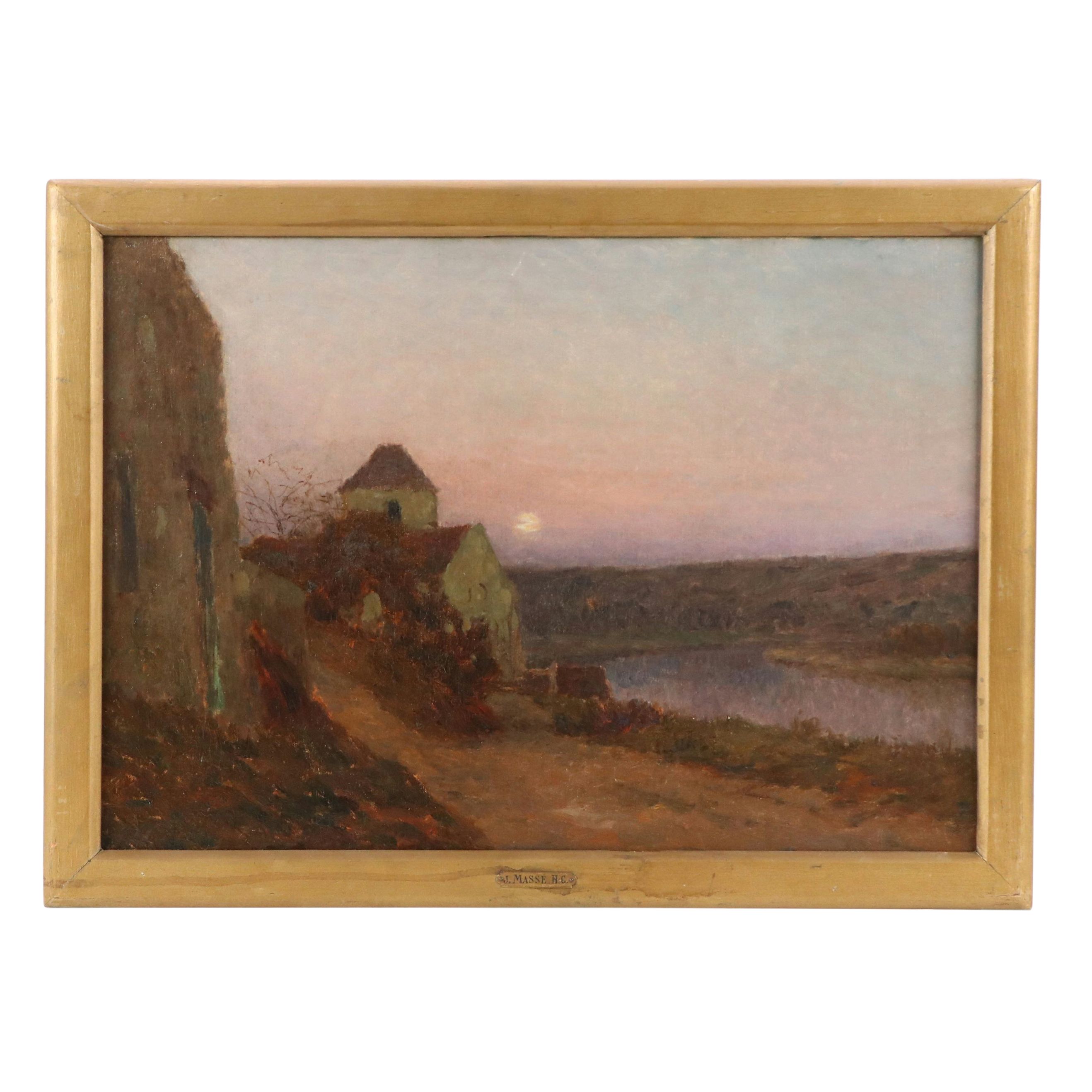 Jean Eugène Julien Massé Impressionistic Landscape Oil Painting, 19th Century