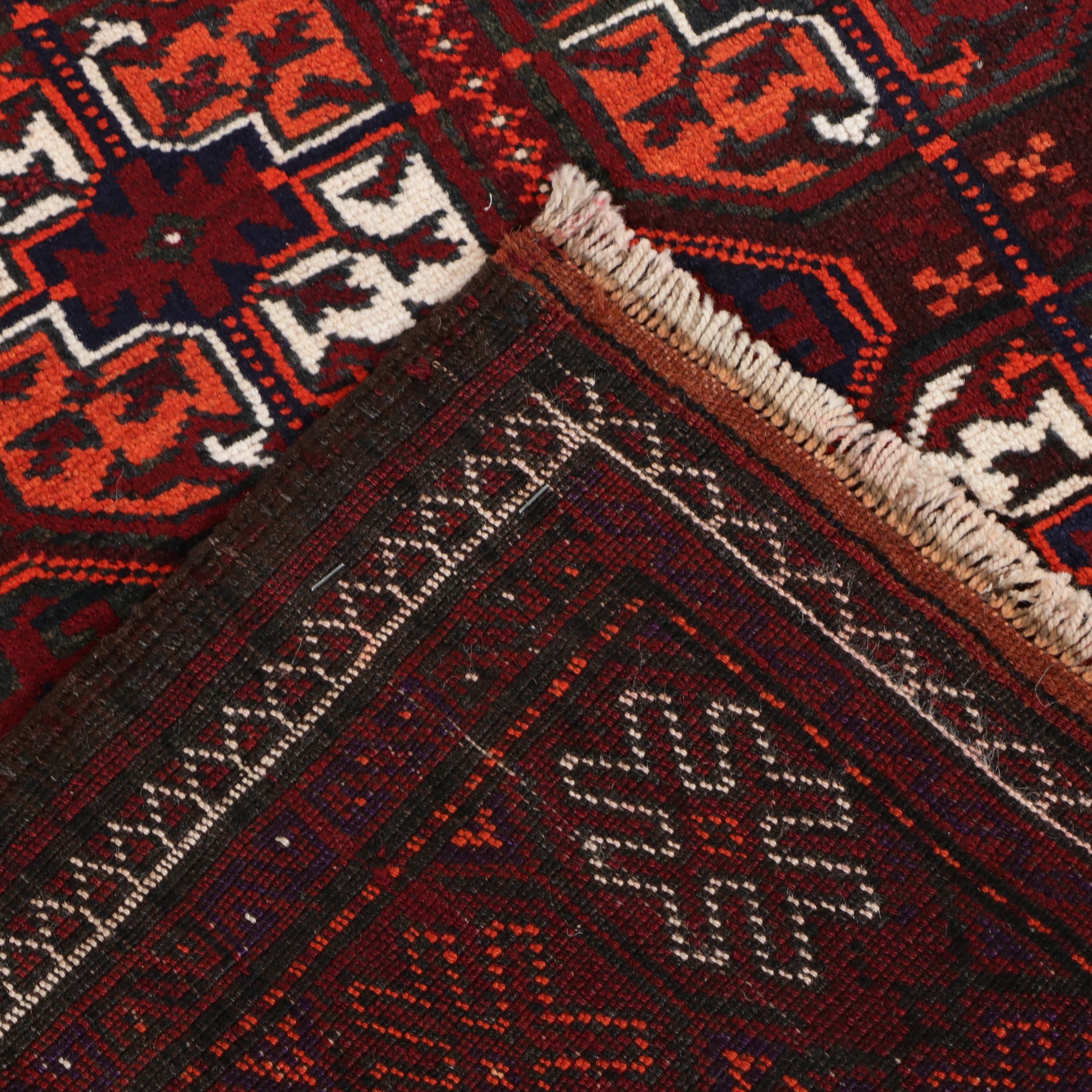 4'2 x 7'8 Hand-Knotted Afghan Turkmen Area Rug