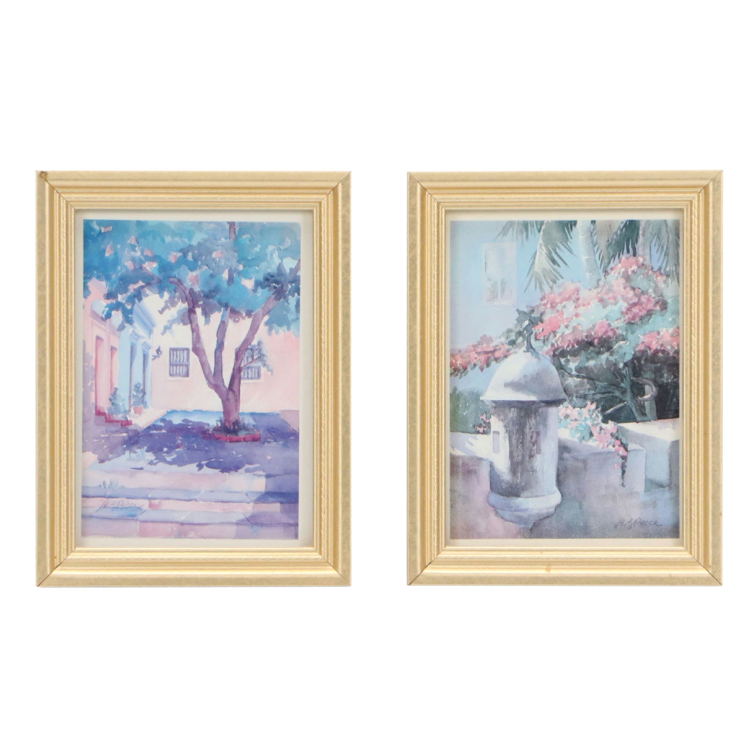 Barbara Pecce Offset Lithographs of Watercolor Cityscape Illustrations