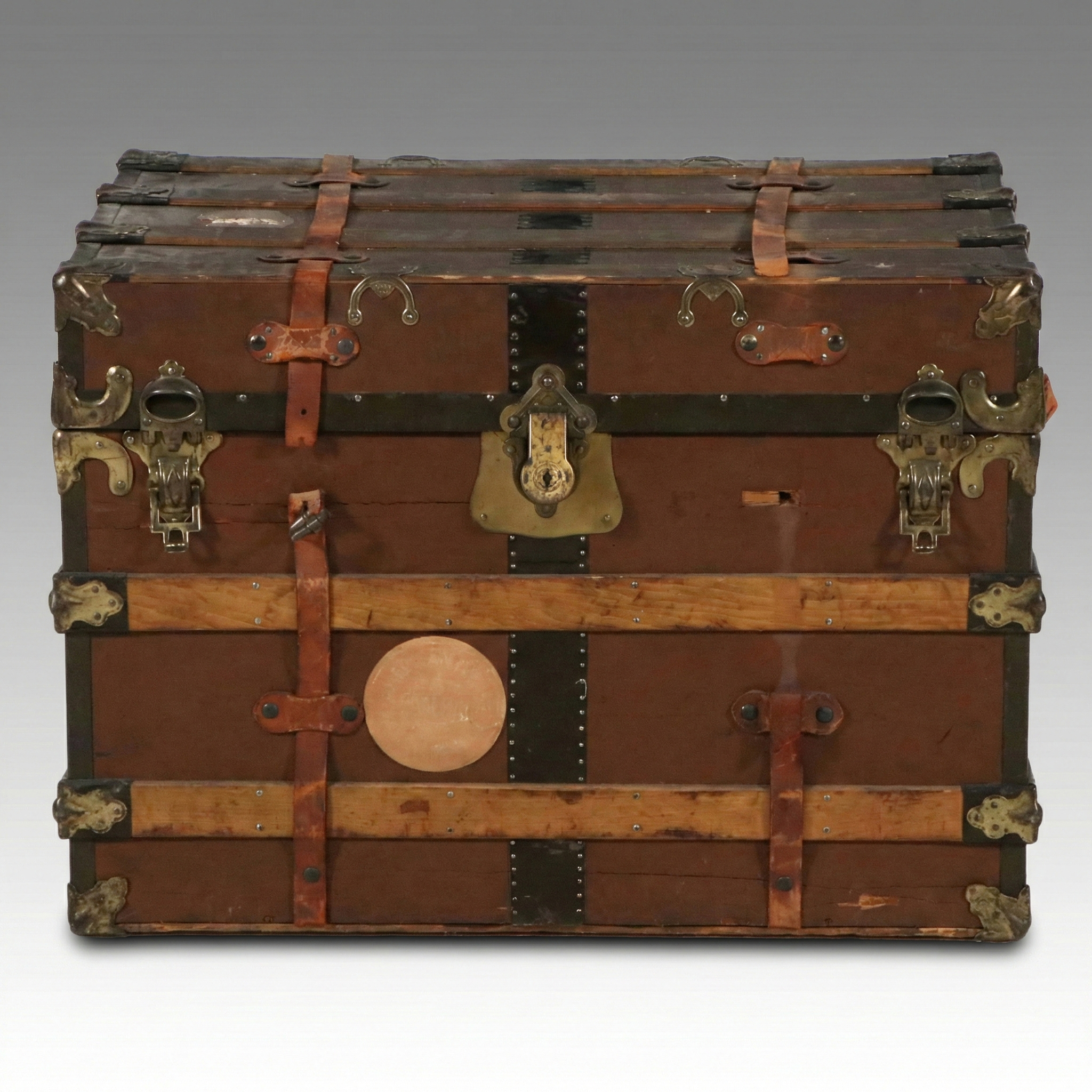 Victorian Steamer Trunk with Brass Hardware, Late 19th/Early 20th Century