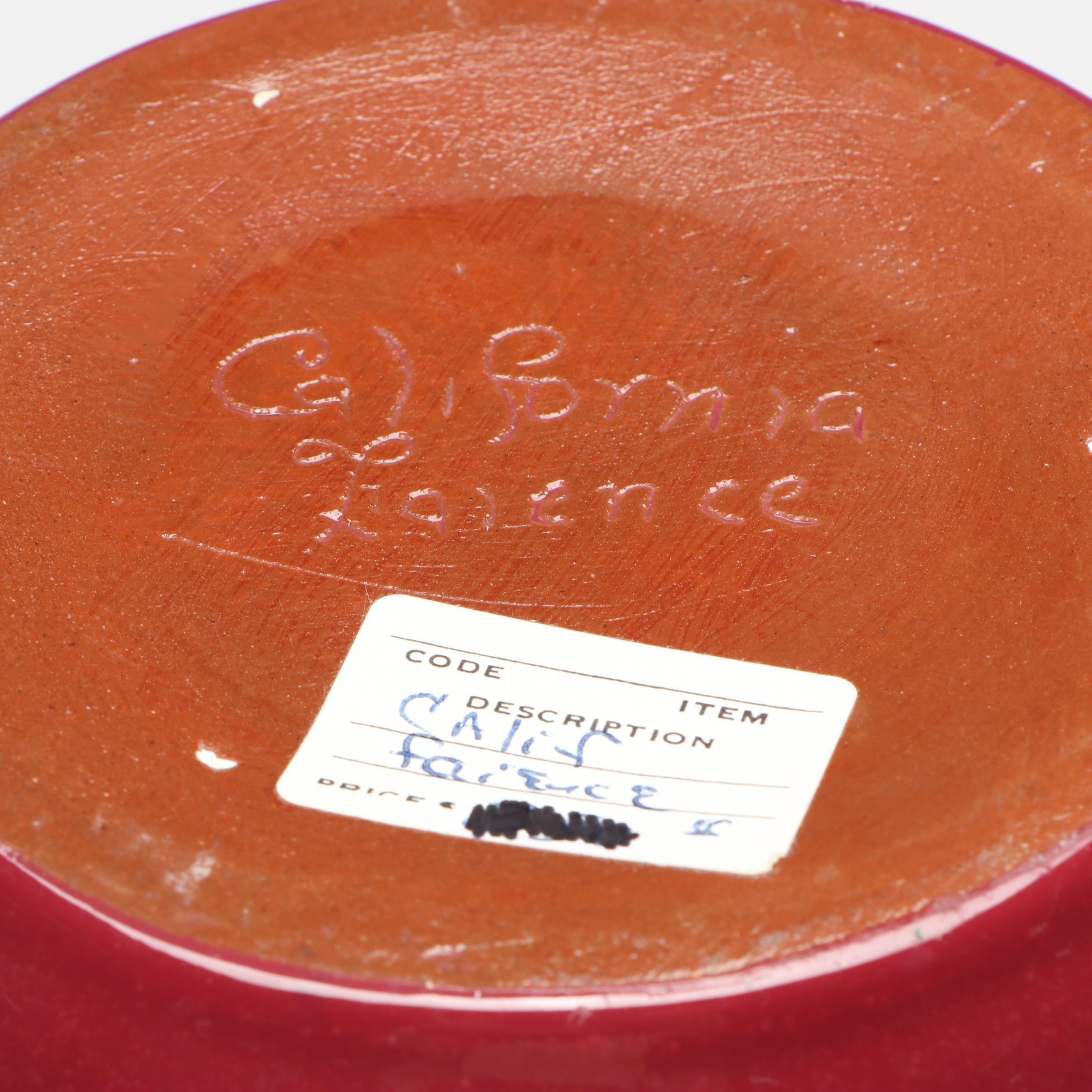 California Faïence Red Pot and Crackle Glaze Light Green Ceramic Planter