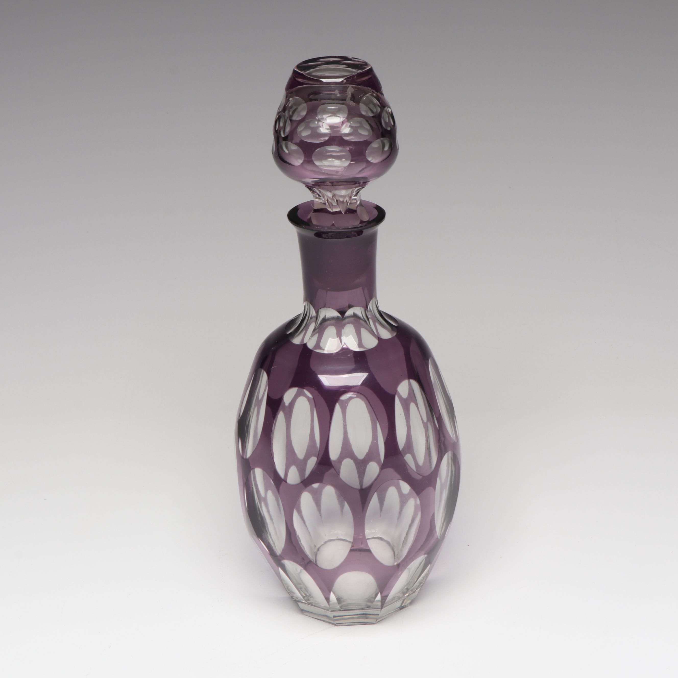 Bohemian Style Cut to Clear Decanter with Westmoreland, Other Vintage Glassware