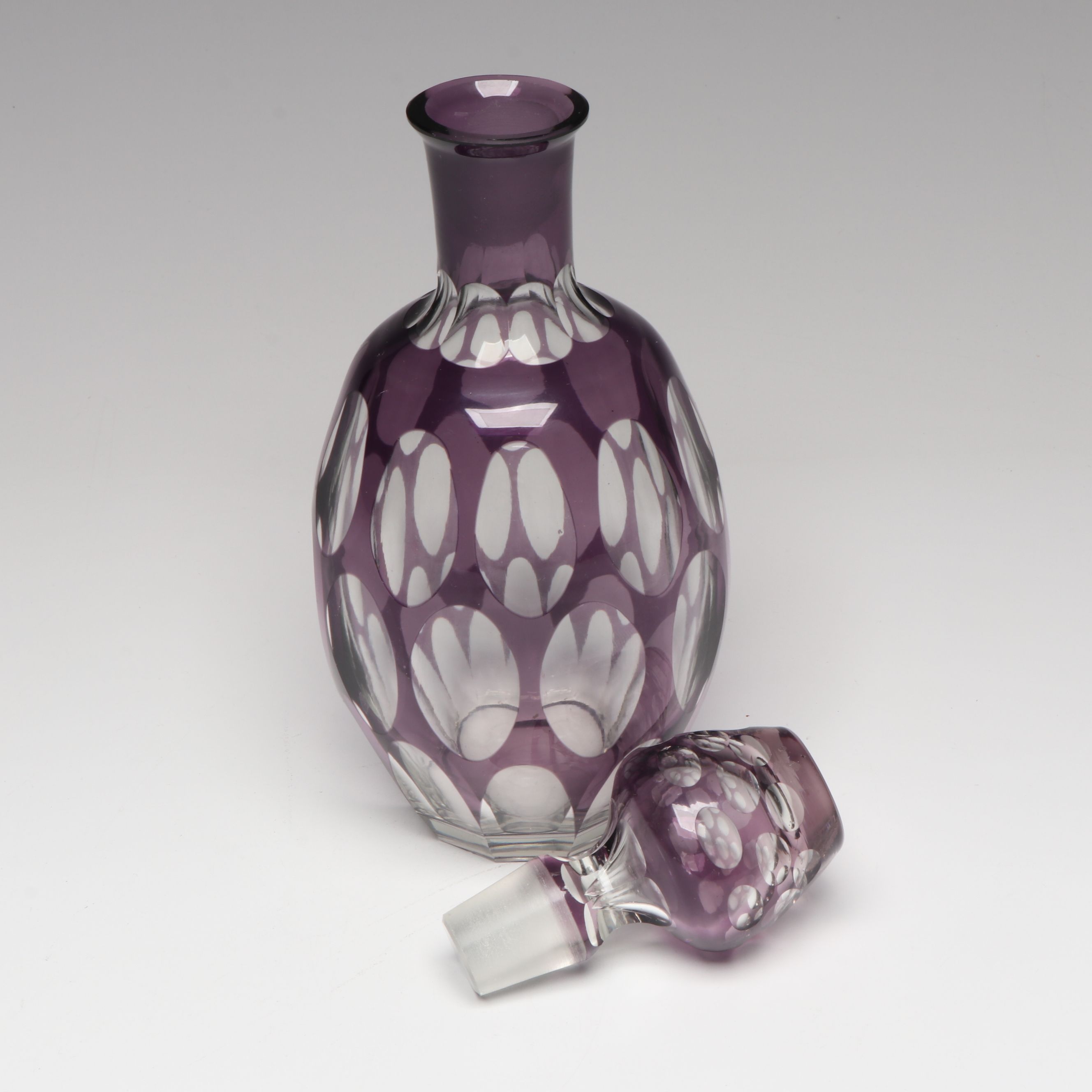 Bohemian Style Cut to Clear Decanter with Westmoreland, Other Vintage Glassware