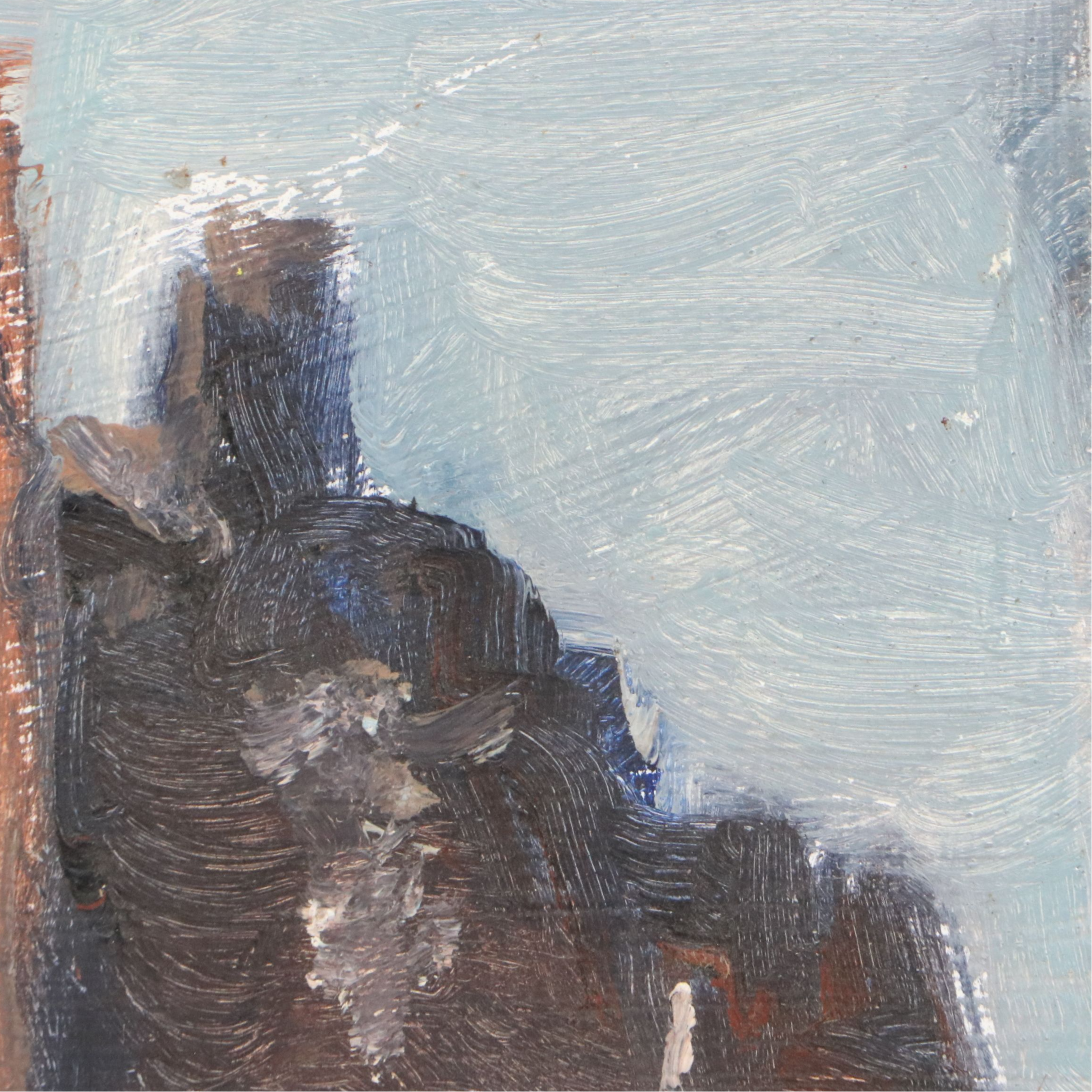 Bernard Lennon Architectural Landscape Oil Painting, 20th Century