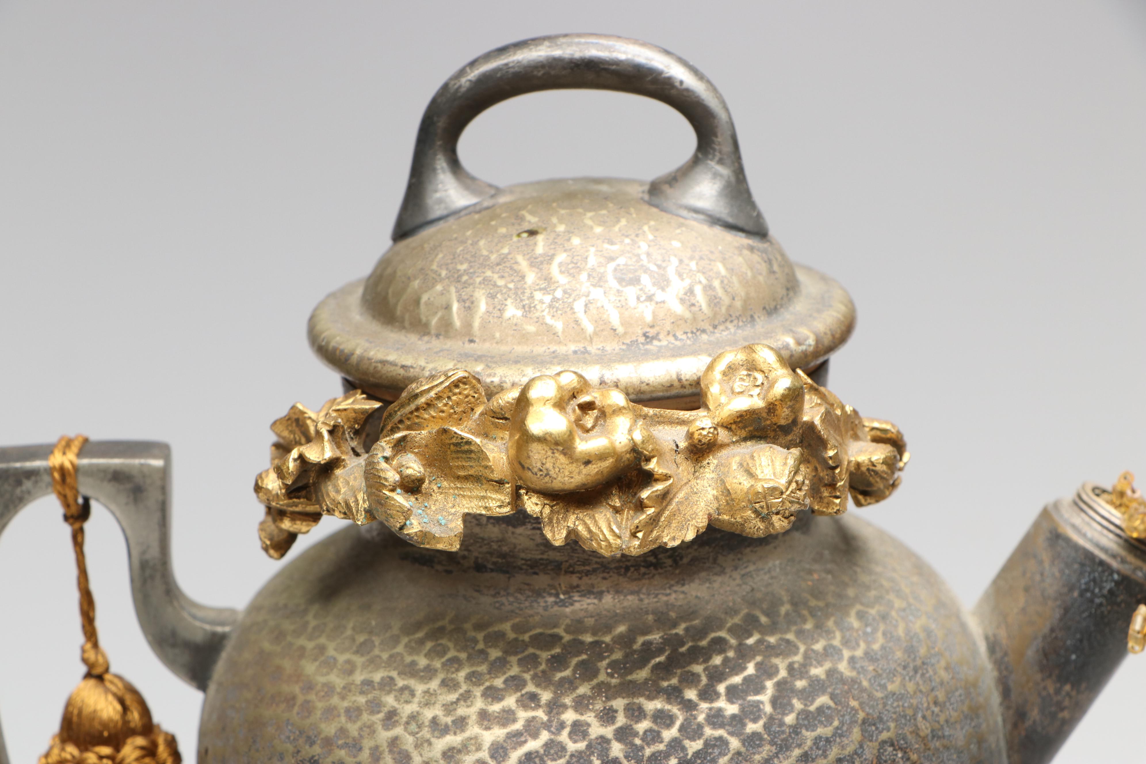 Lynn Ludemann "Gimlet" Hammered Metal Teapot Sculptural Clock