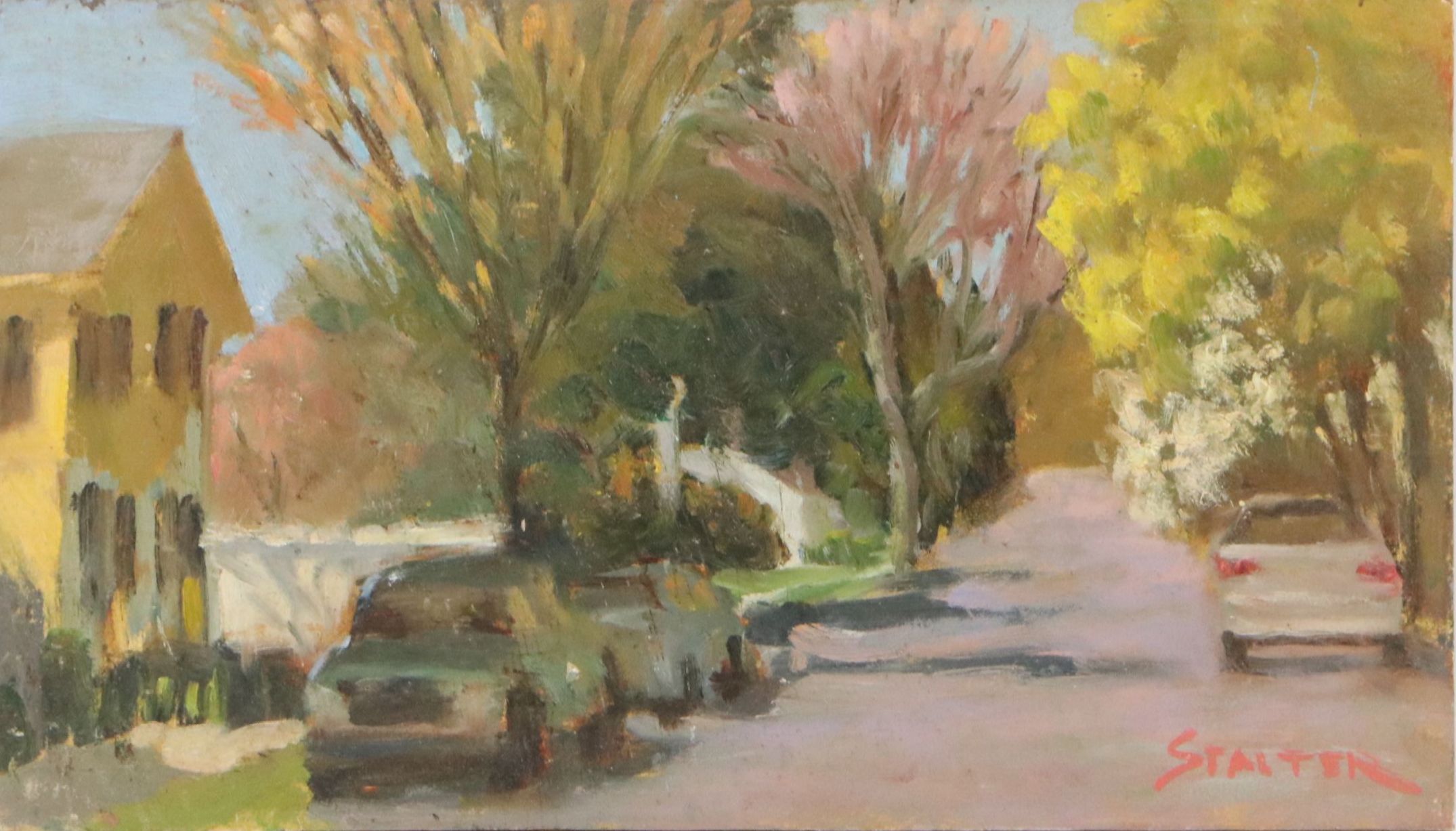 Richard Stalter Oil Painting of Spring Street Scene