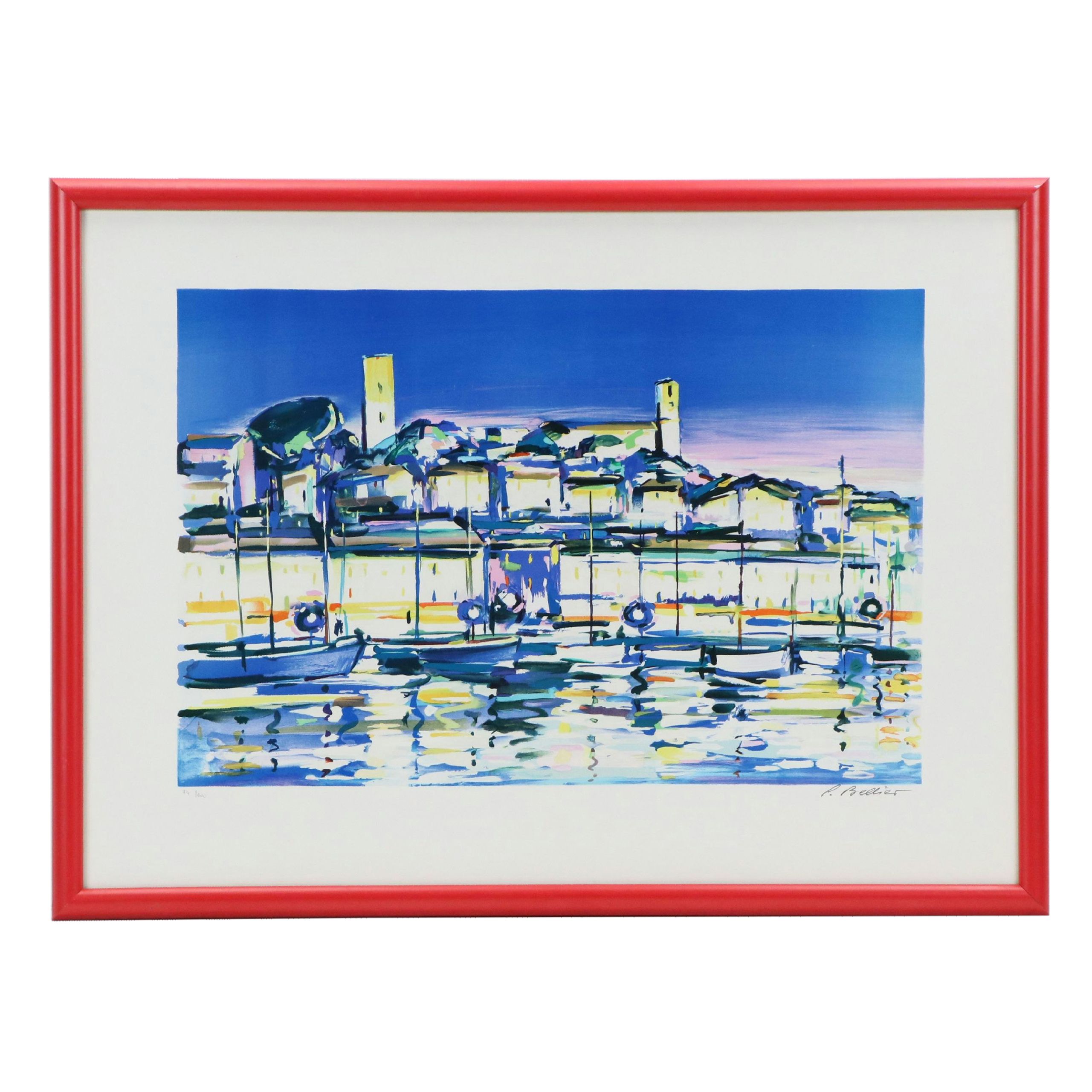 Pierre Bellier Color Lithograph "Saint Tropez"