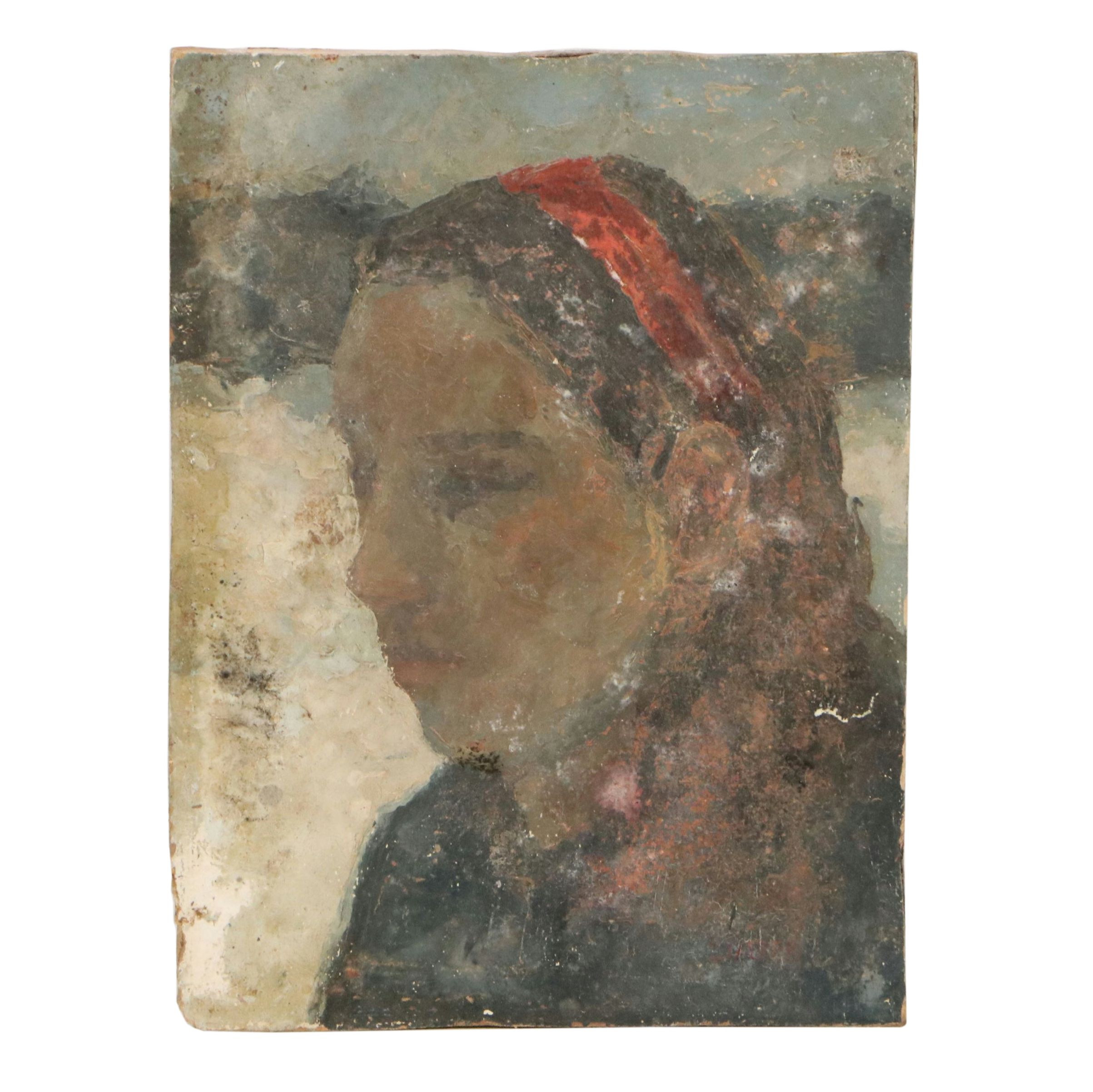 Richard Stalter Portrait Oil Painting "Susie in Snow," 1968