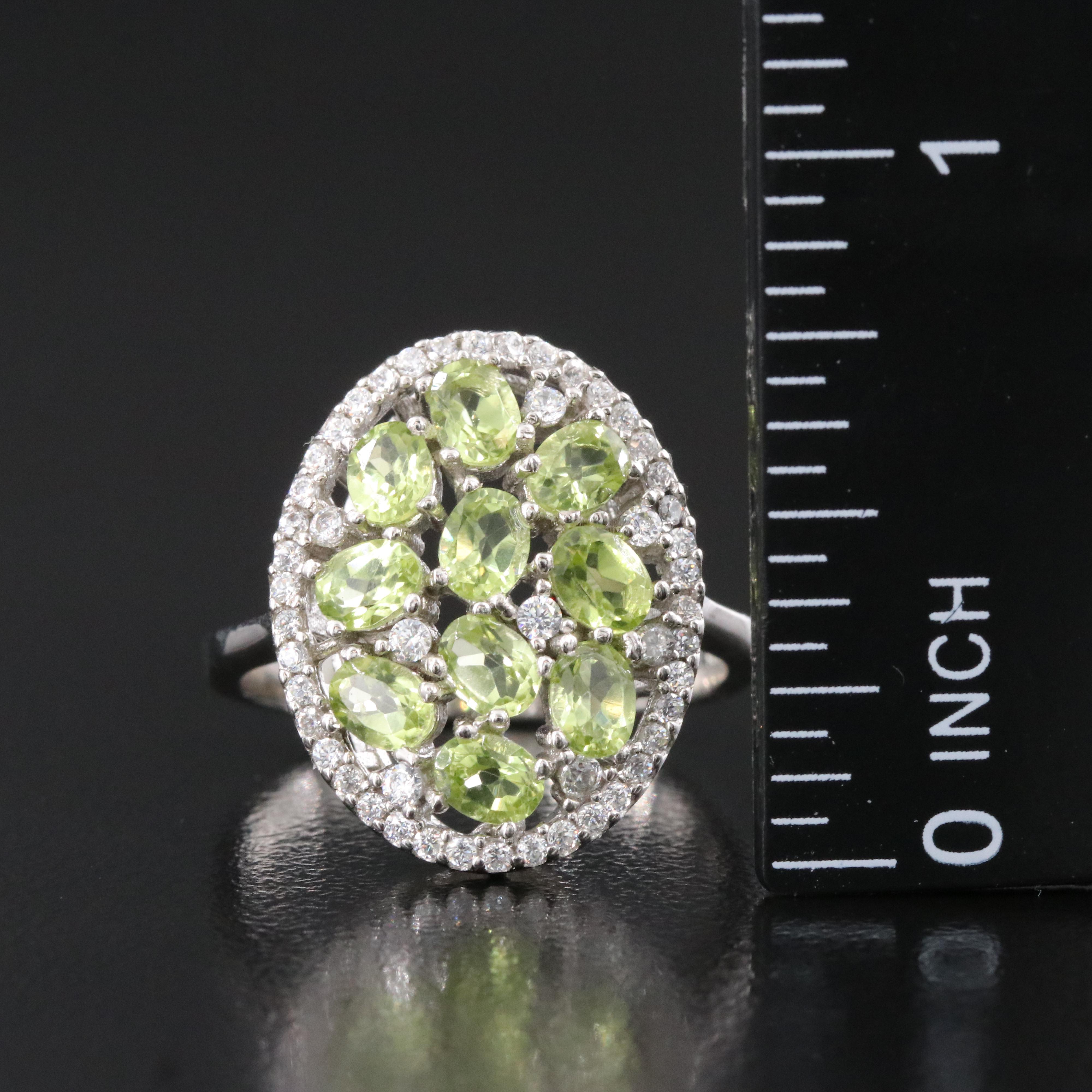 Sterling Peridot and CZ Ring