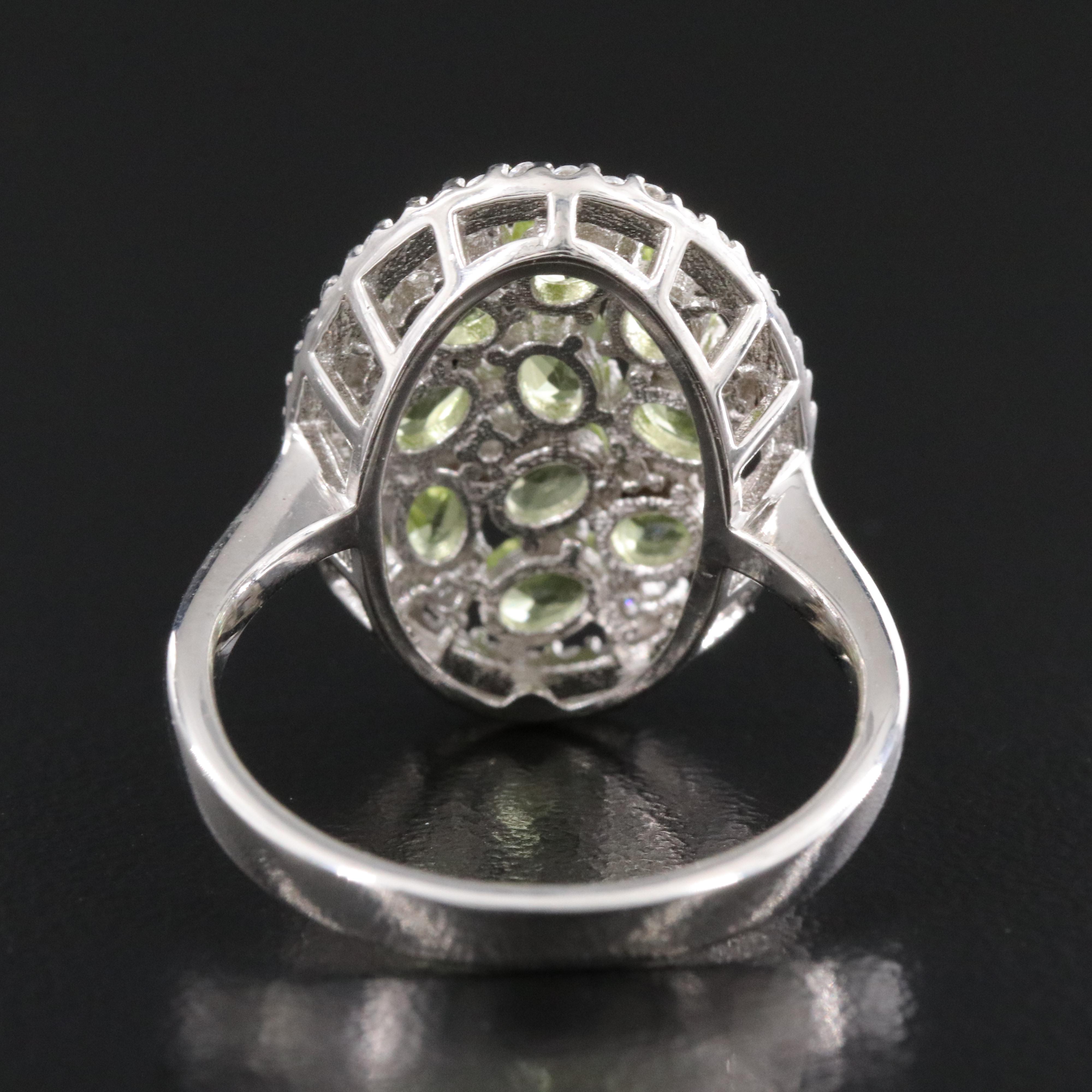 Sterling Peridot and CZ Ring