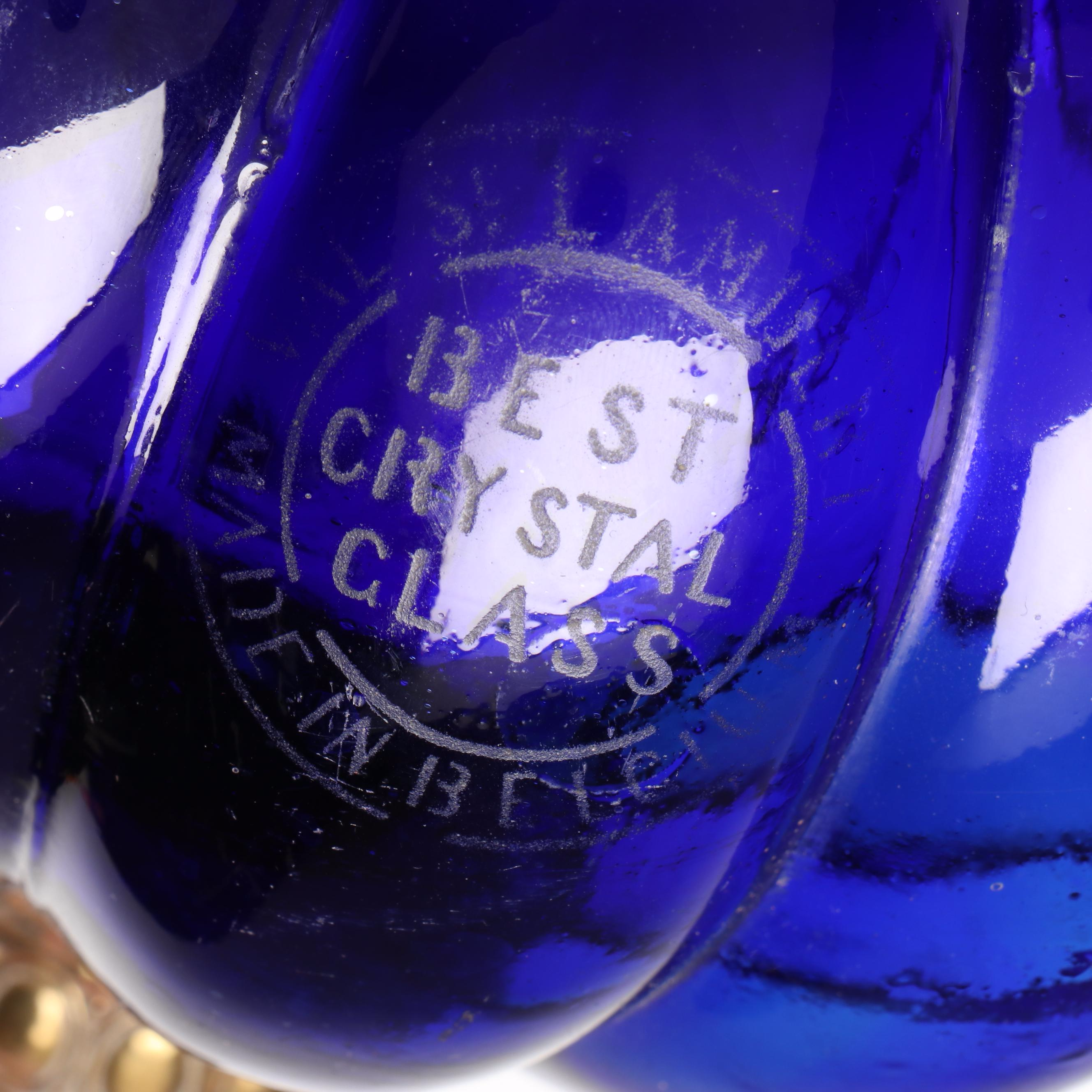 Belgian Val St. Lambert Cobalt Blue Hanging Glass Lantern