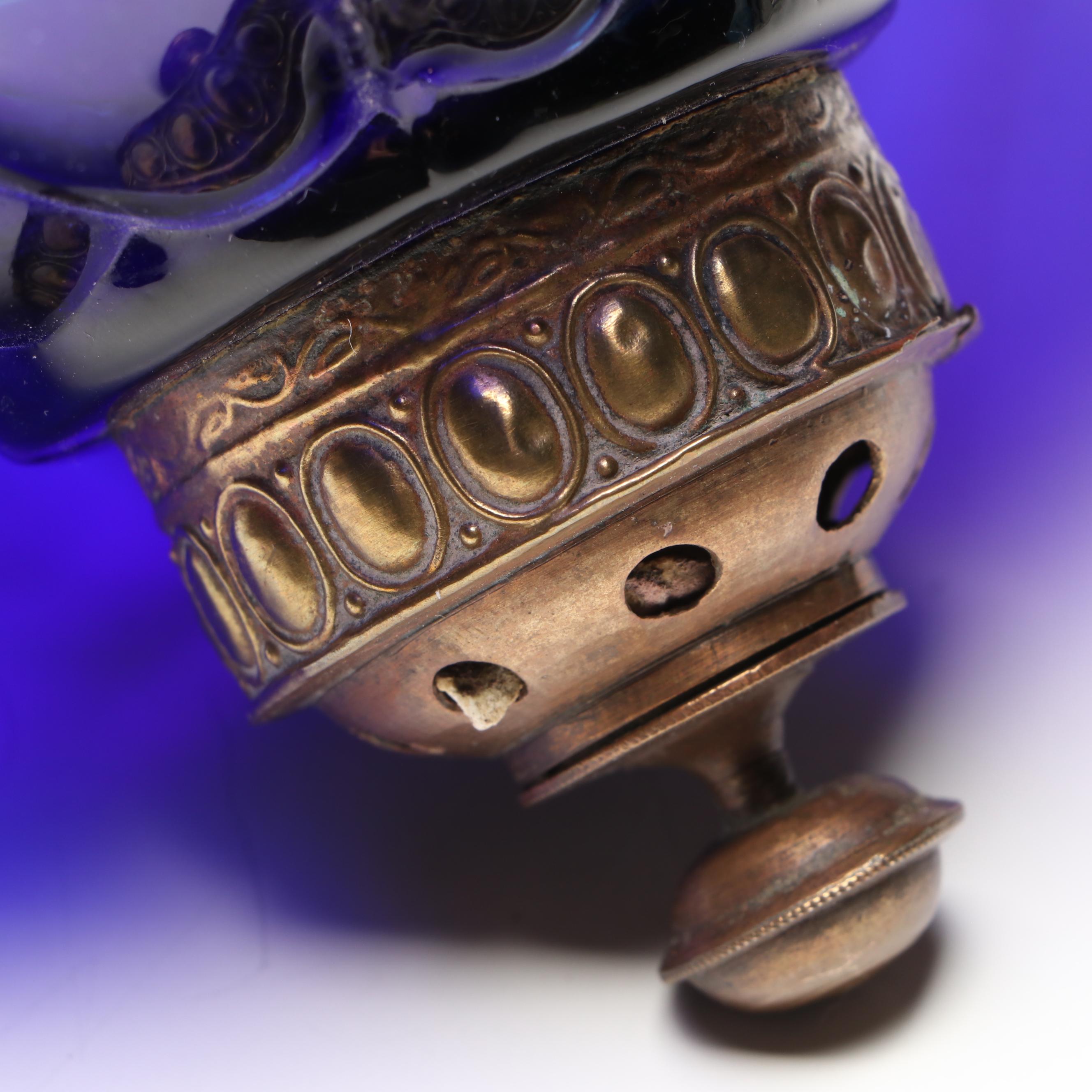 Belgian Val St. Lambert Cobalt Blue Hanging Glass Lantern