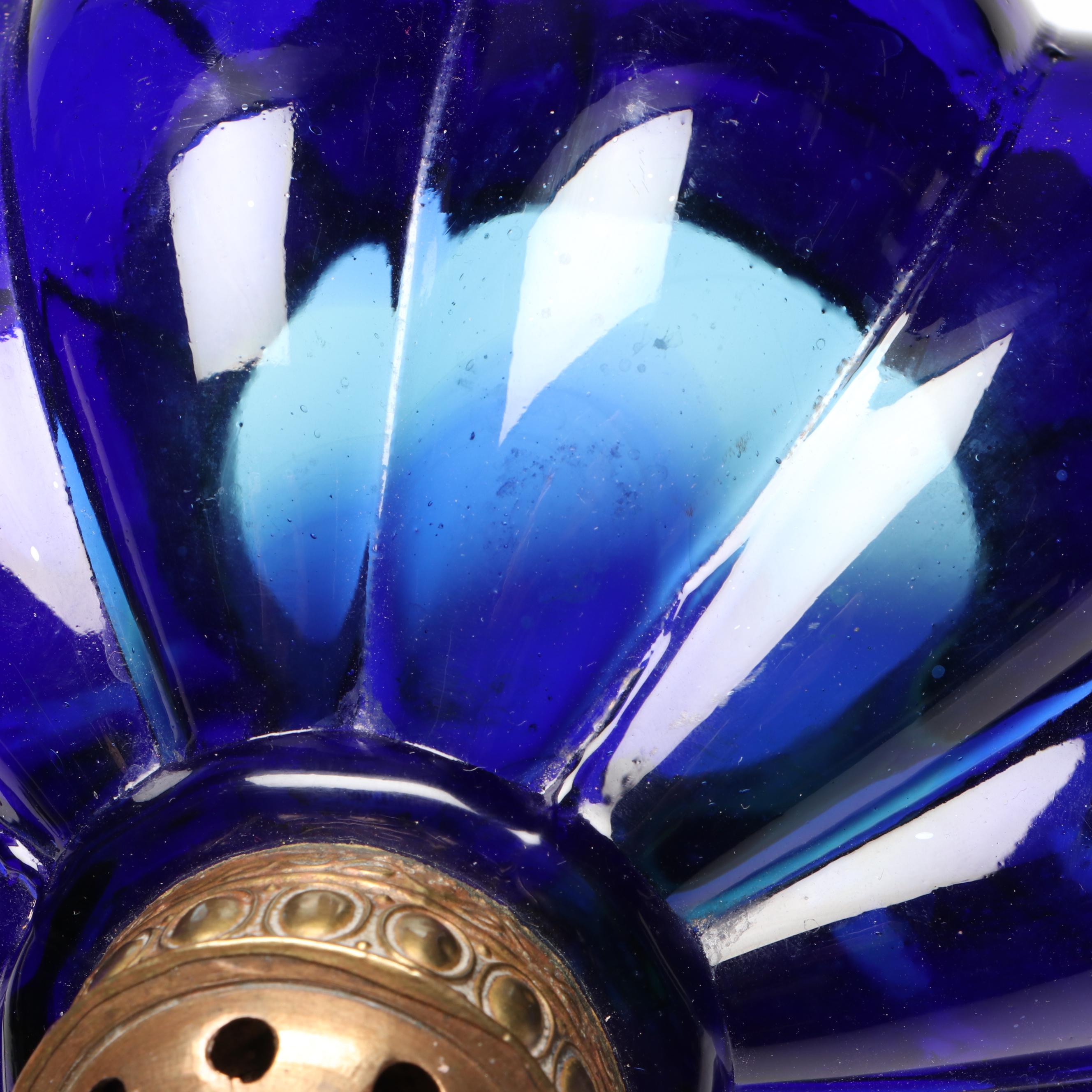 Belgian Val St. Lambert Cobalt Blue Hanging Glass Lantern