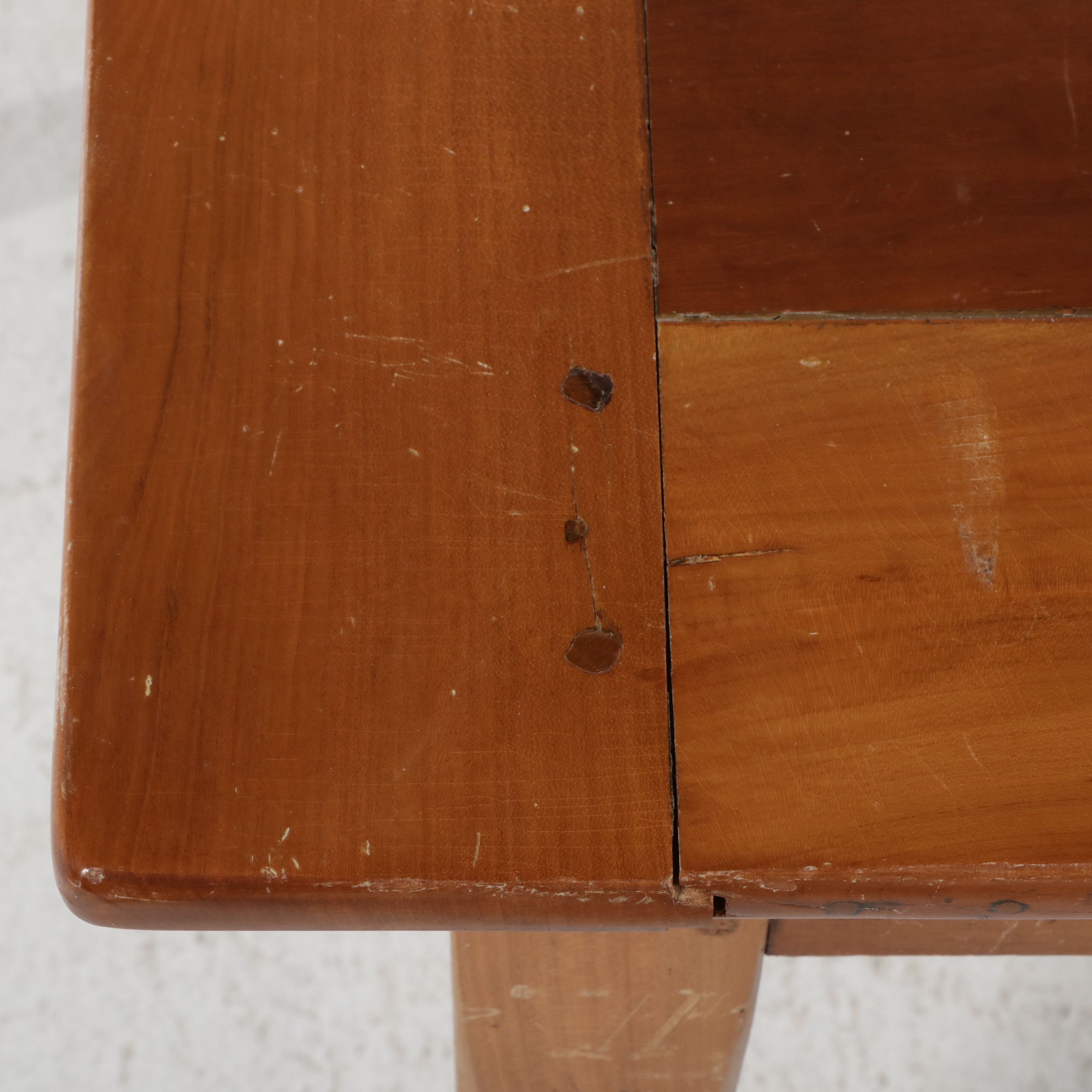 French Fruit Wood Farm Table with Bread Slide and Divided Utensil Drawer