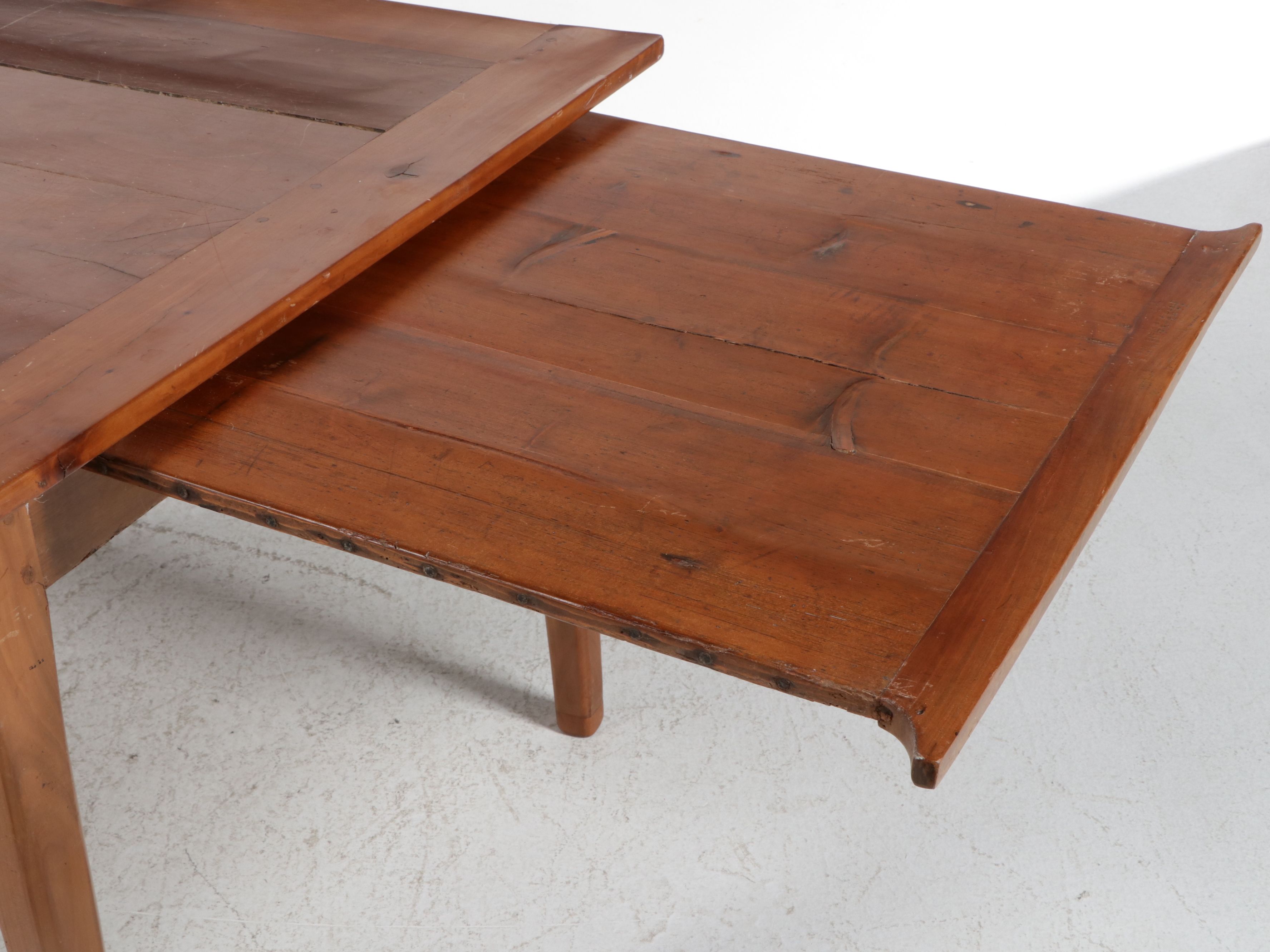 French Fruit Wood Farm Table with Bread Slide and Divided Utensil Drawer
