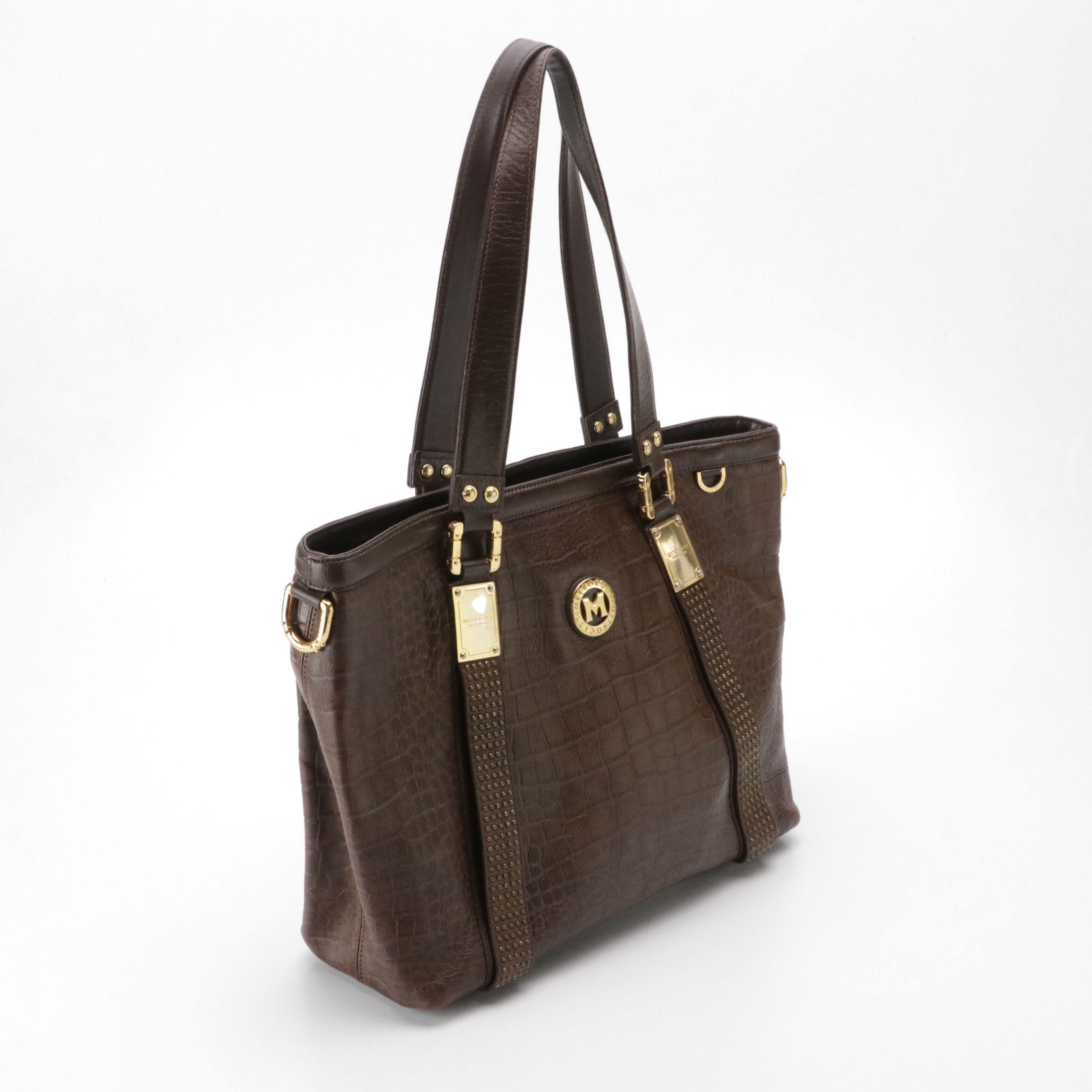 Metro City Crocodile Embossed Leather Handbag and Shoulder Tote
