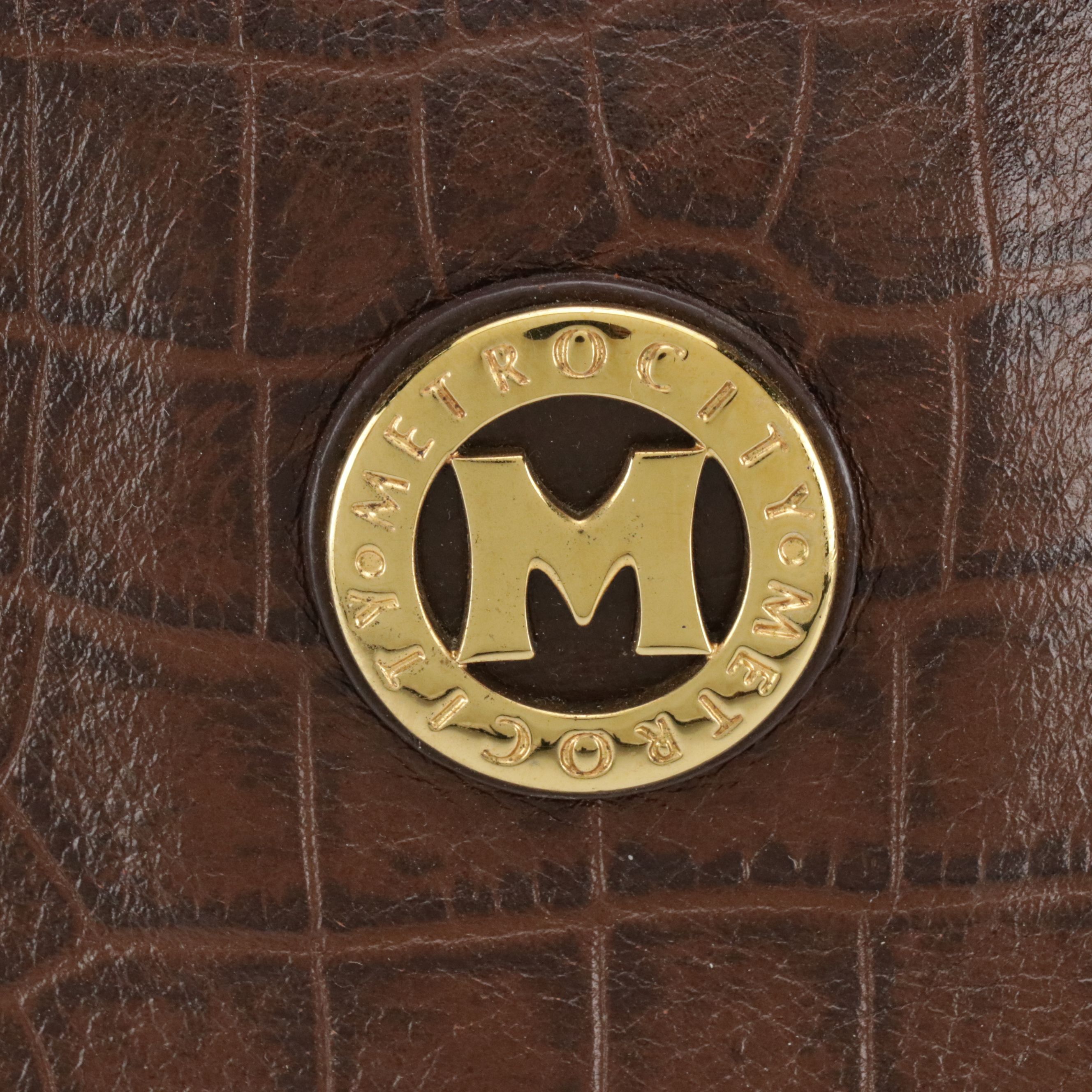 Metro City Crocodile Embossed Leather Handbag and Shoulder Tote