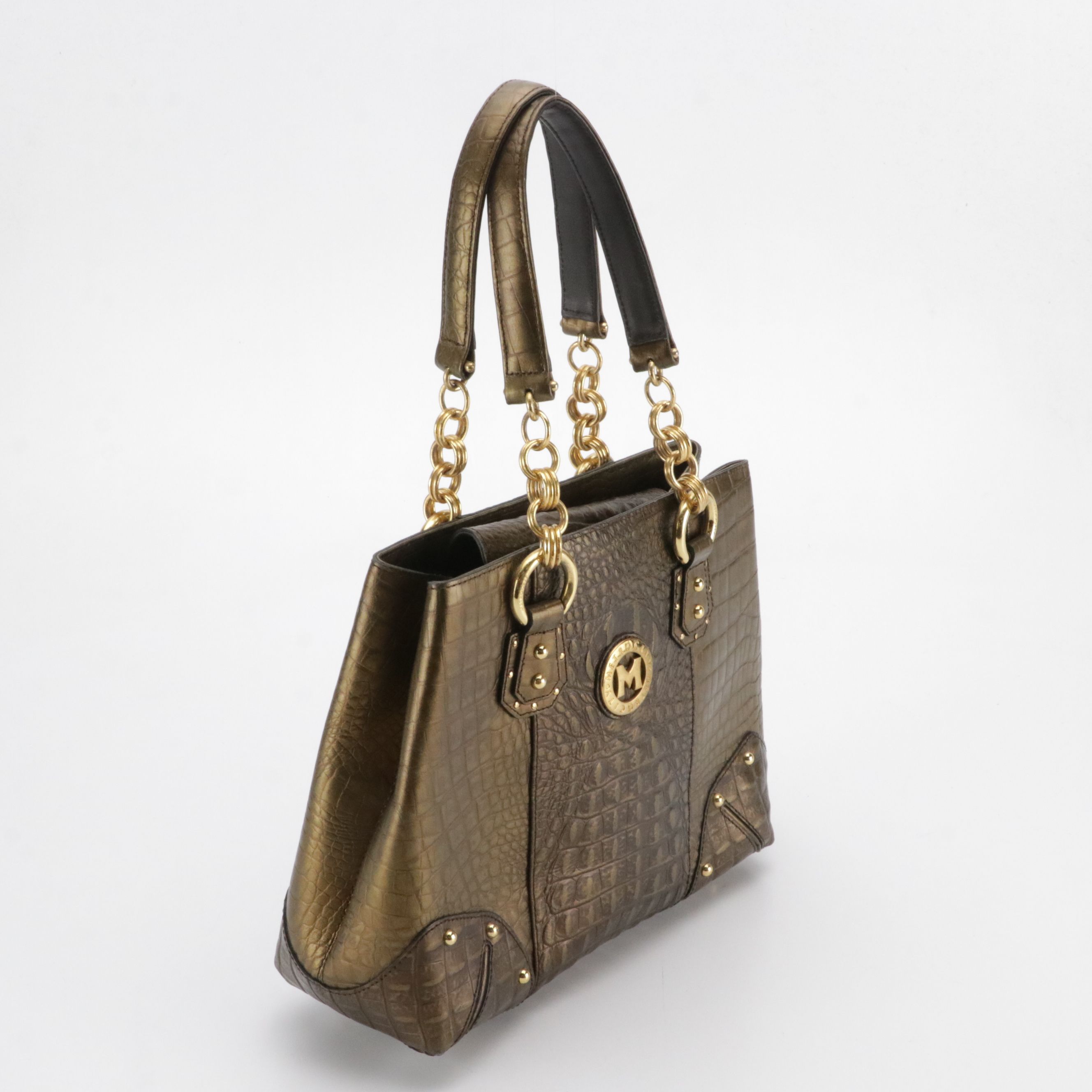 Metro City Crocodile Embossed Leather Handbag and Shoulder Tote