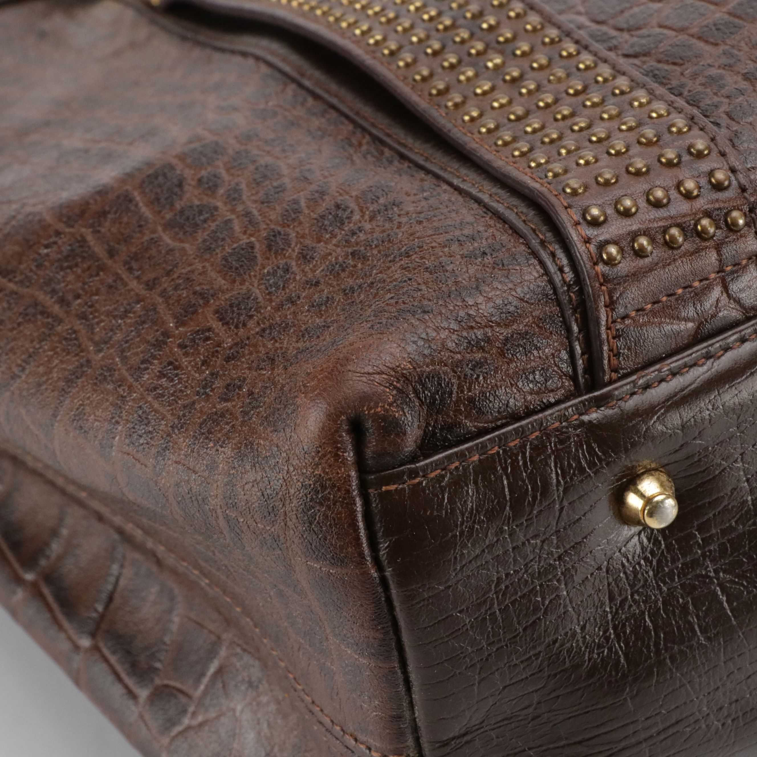 Metro City Crocodile Embossed Leather Handbag and Shoulder Tote