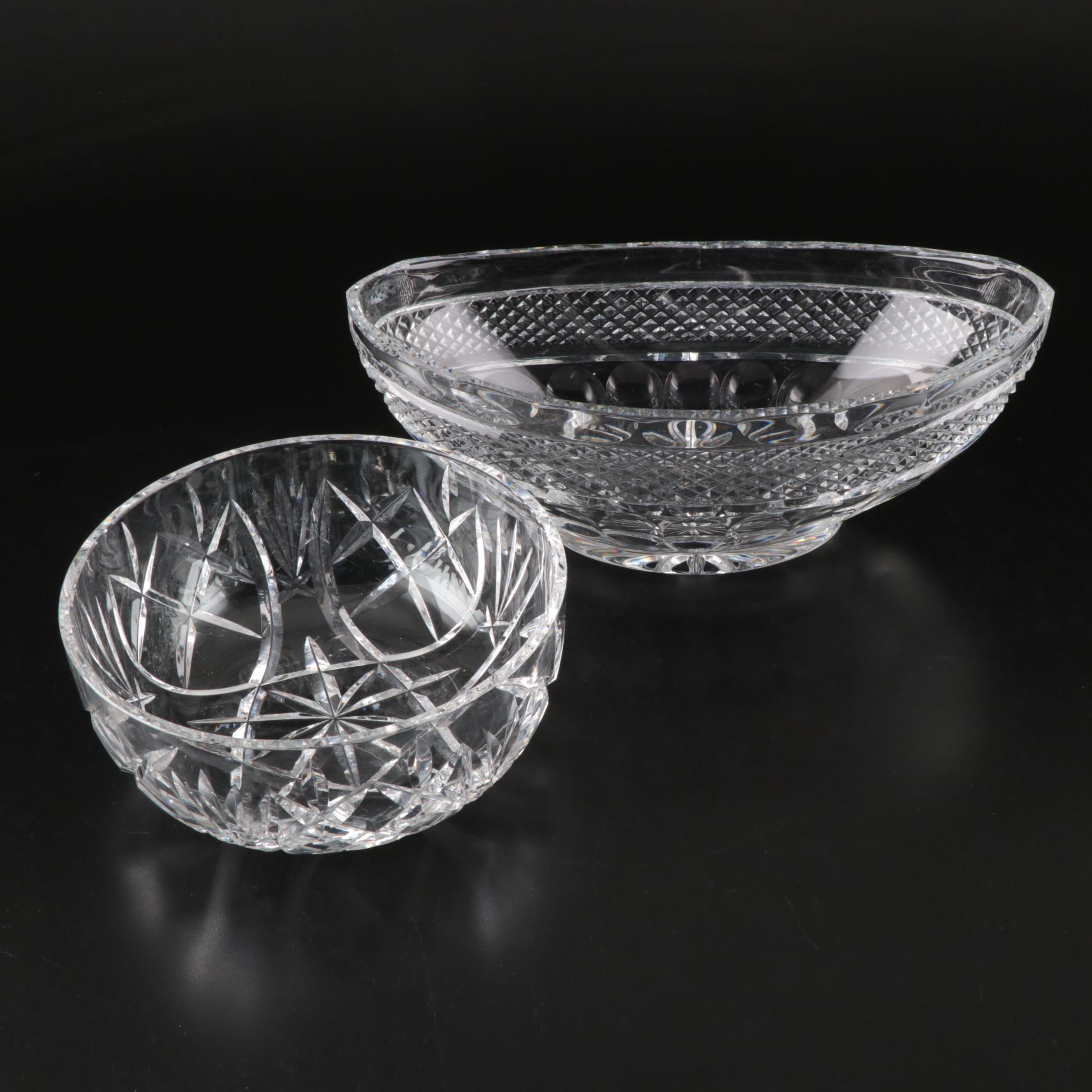 Waterford Cut Crystal Centerpiece Bowl with Other Faceted Vessel